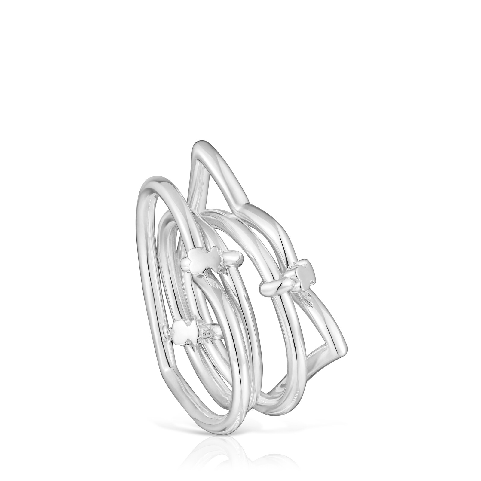 ANILLO STRAIGHT DE PLATA CUADRUPLE TULIPA - 1