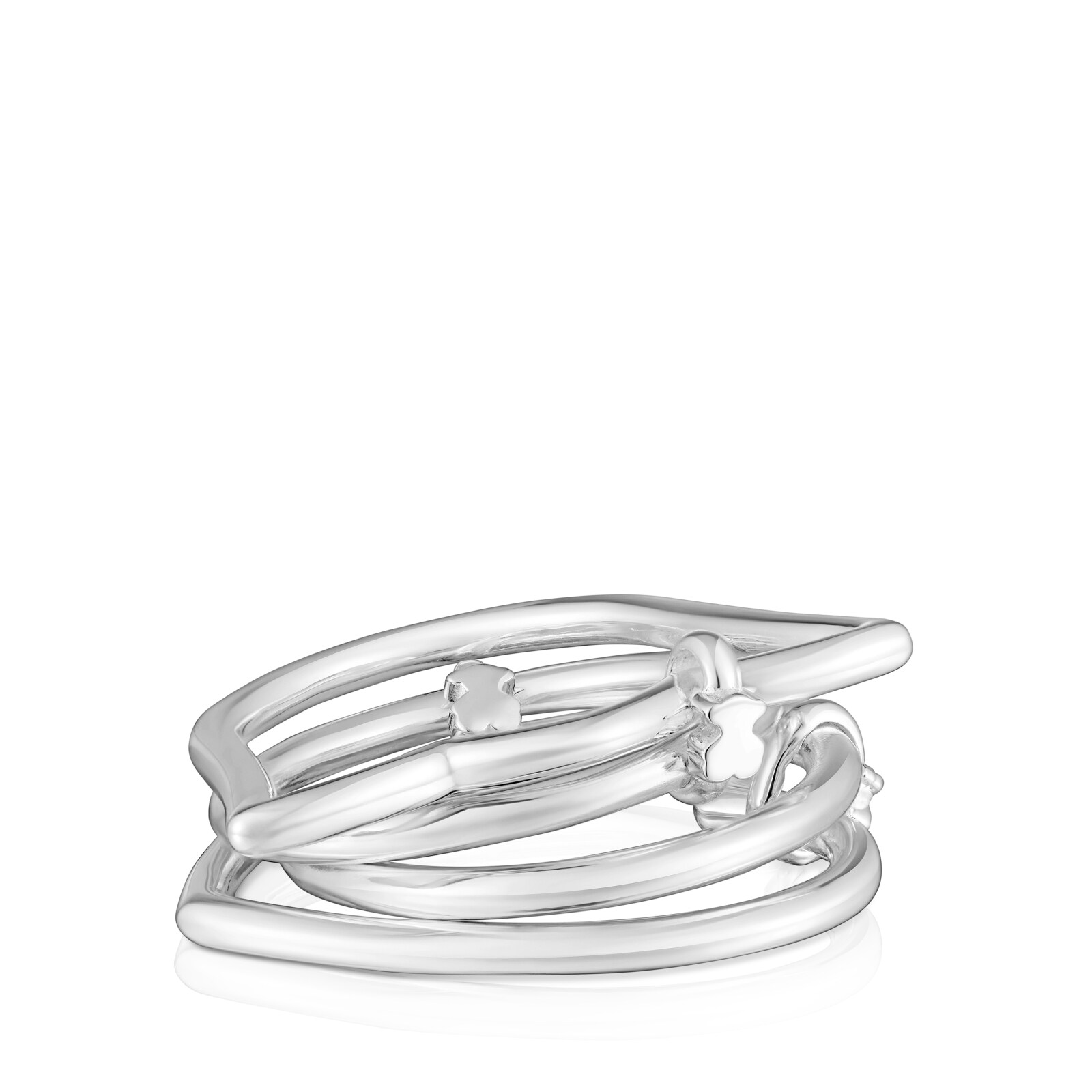 ANILLO STRAIGHT DE PLATA CUADRUPLE TULIPA - 2