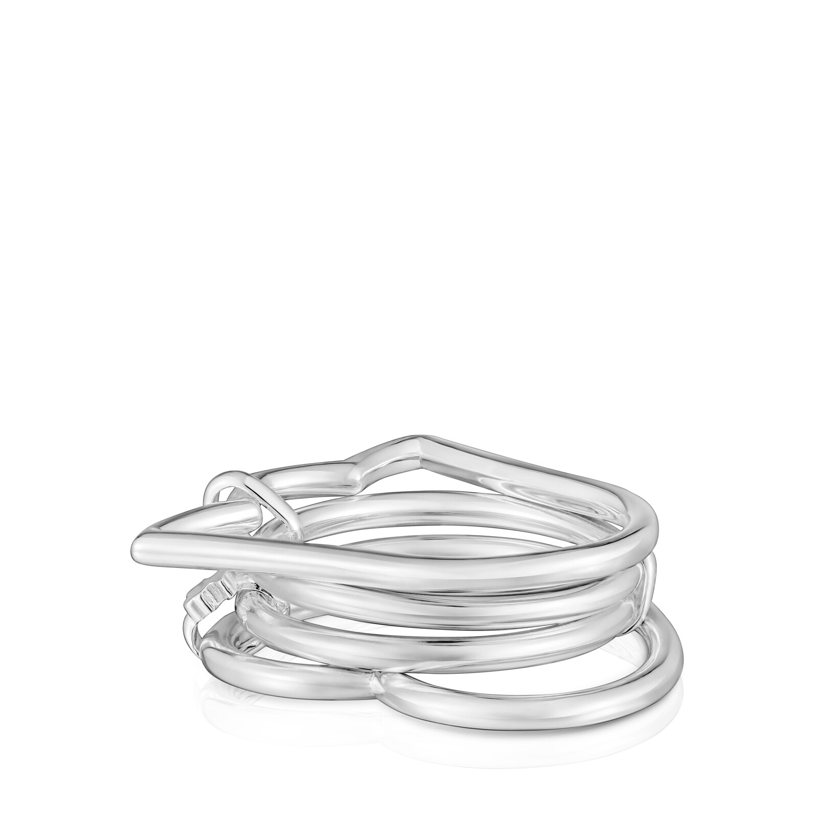 ANILLO STRAIGHT DE PLATA CUADRUPLE TULIPA - 3