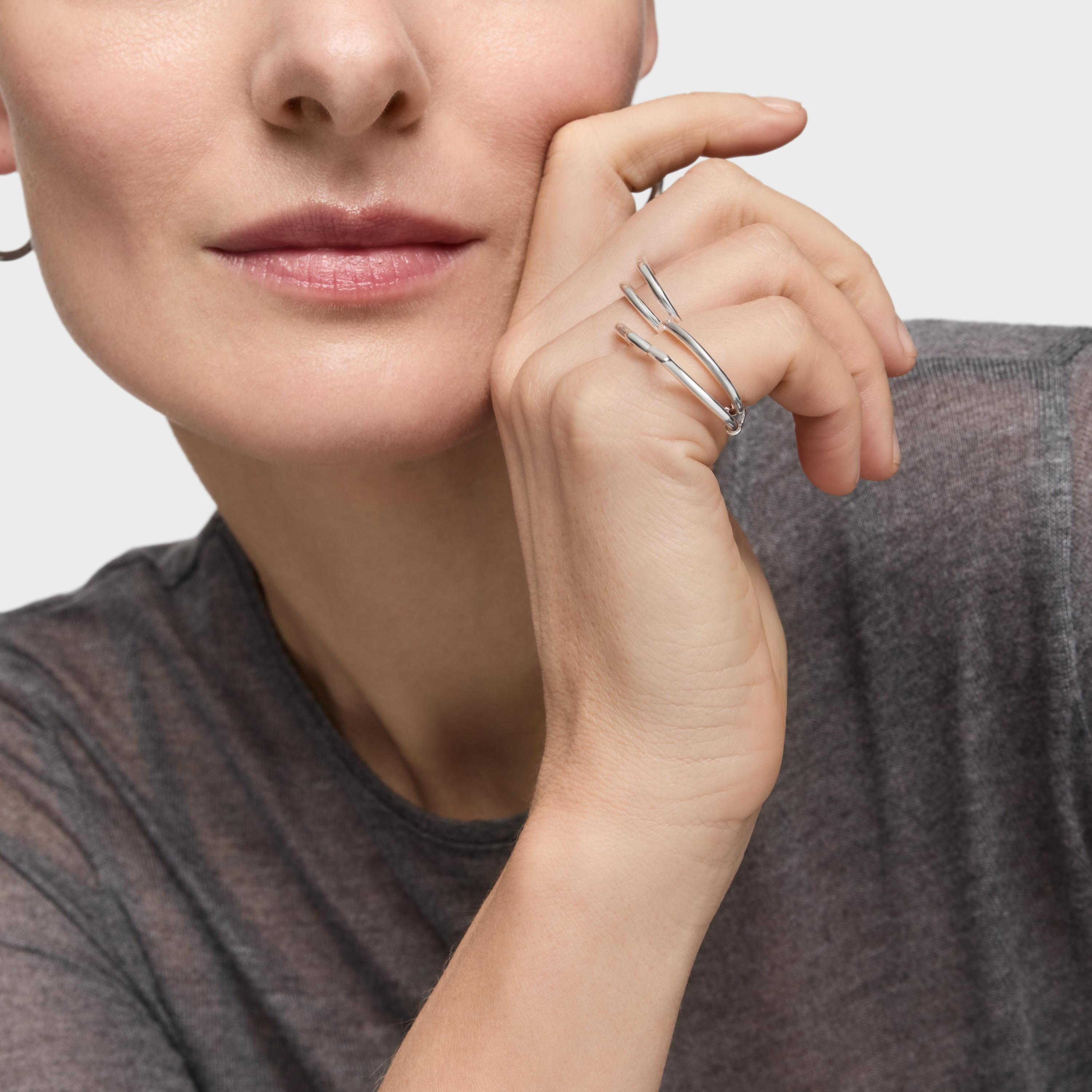 ANILLO STRAIGHT DE PLATA CUADRUPLE TULIPA - 5
