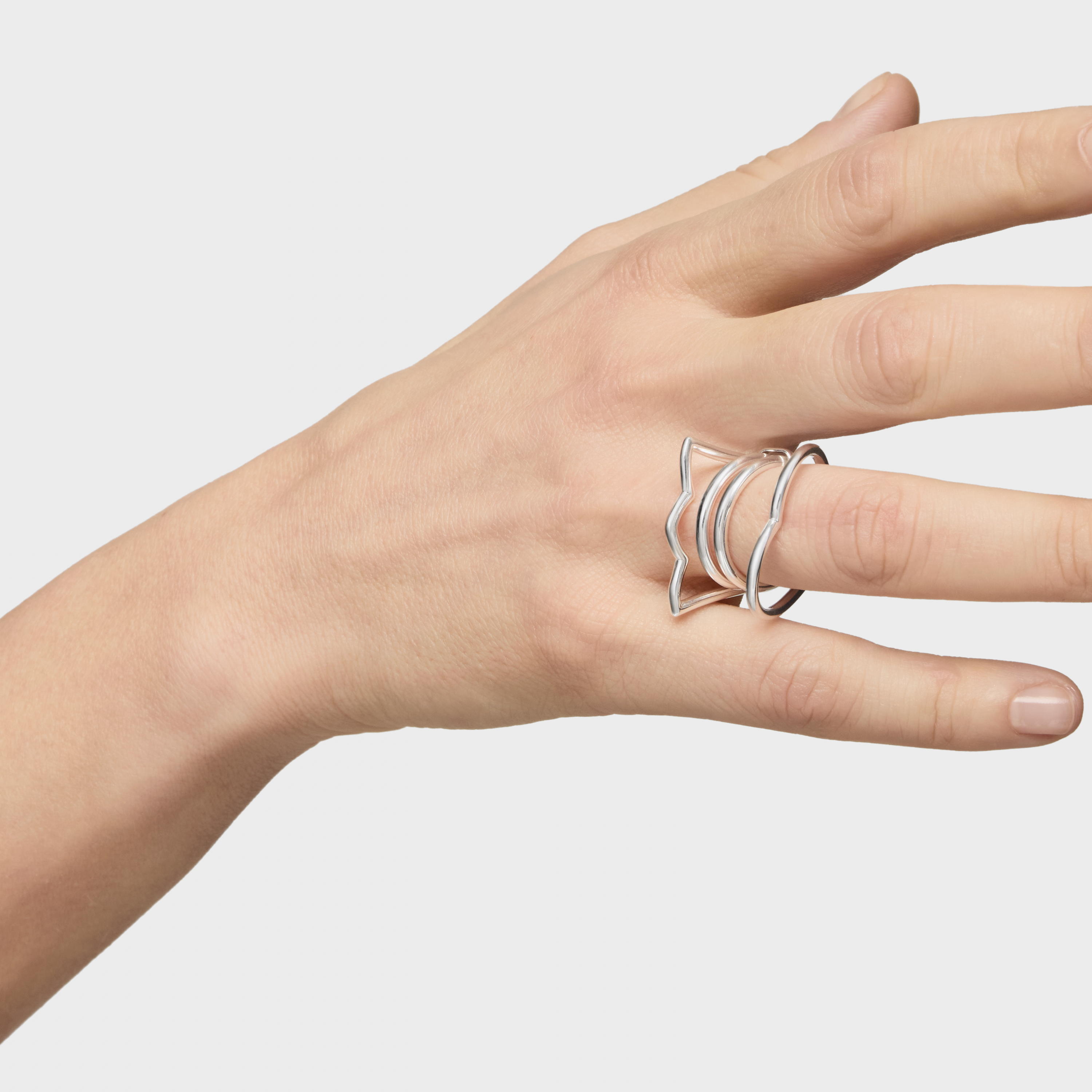 ANILLO STRAIGHT DE PLATA CUADRUPLE TULIPA - 7