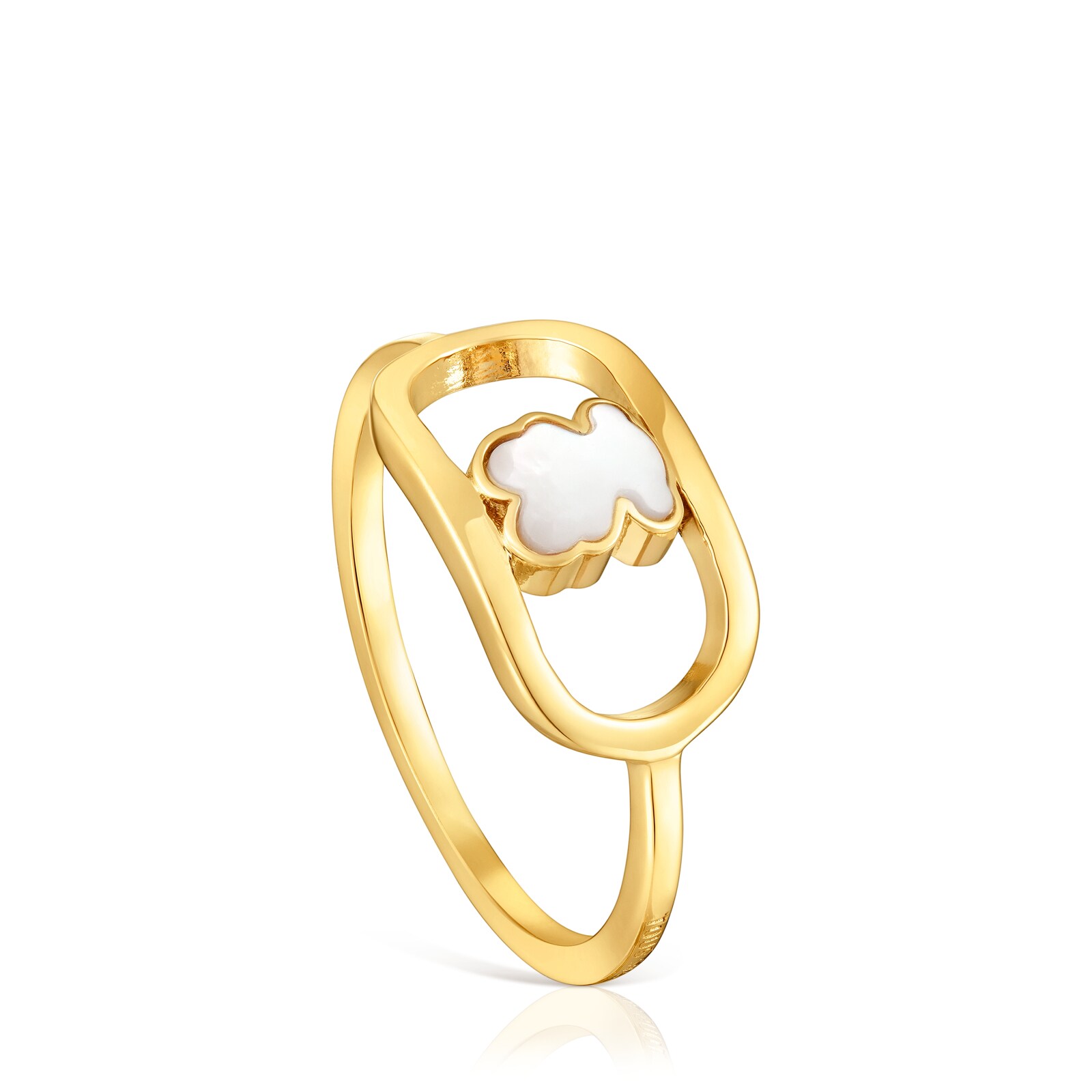 ANILLO DE PLATA BAÑO ORO 15MM NACAR TALLA 12 - 1