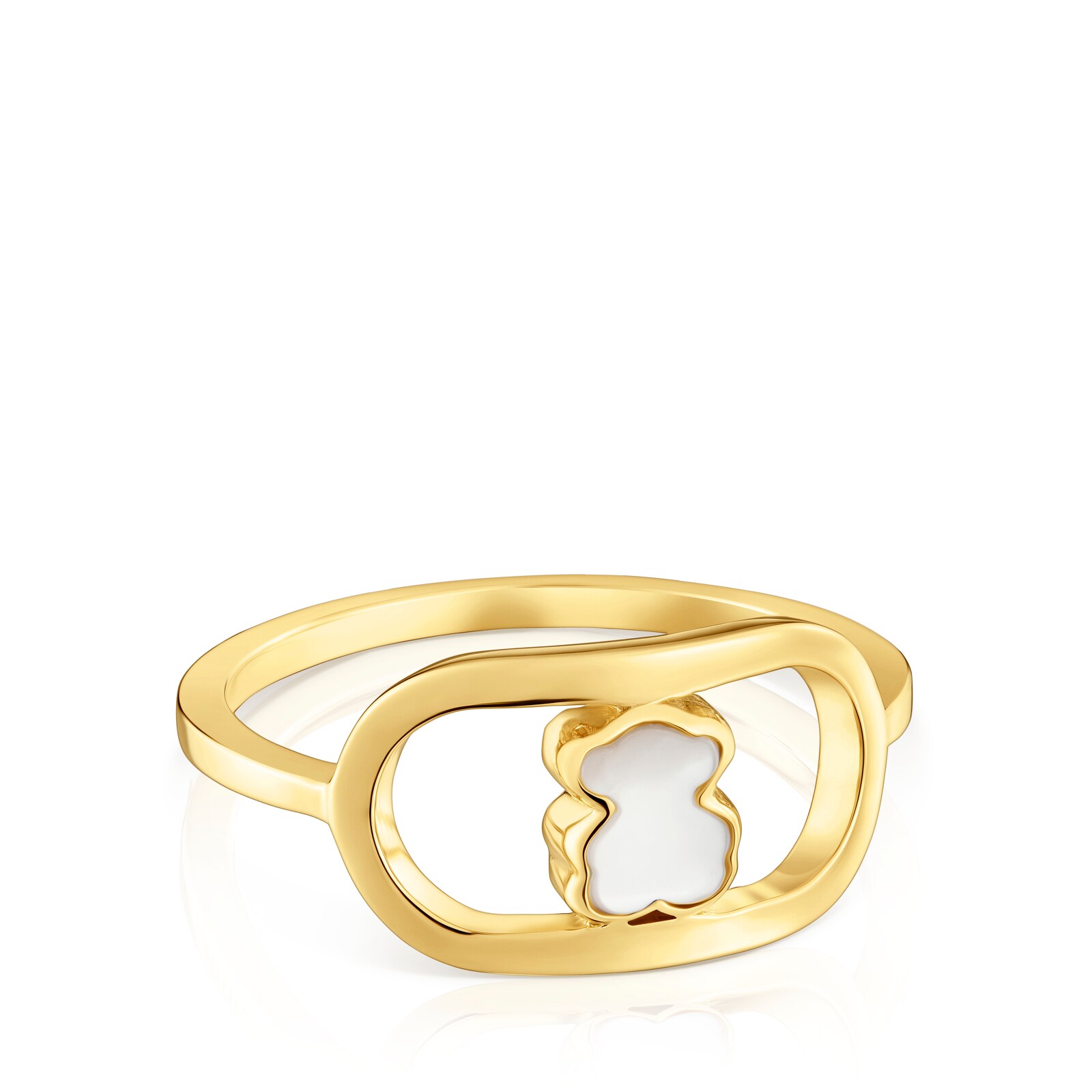 ANILLO DE PLATA BAÑO ORO 15MM NACAR TALLA 12 - 2