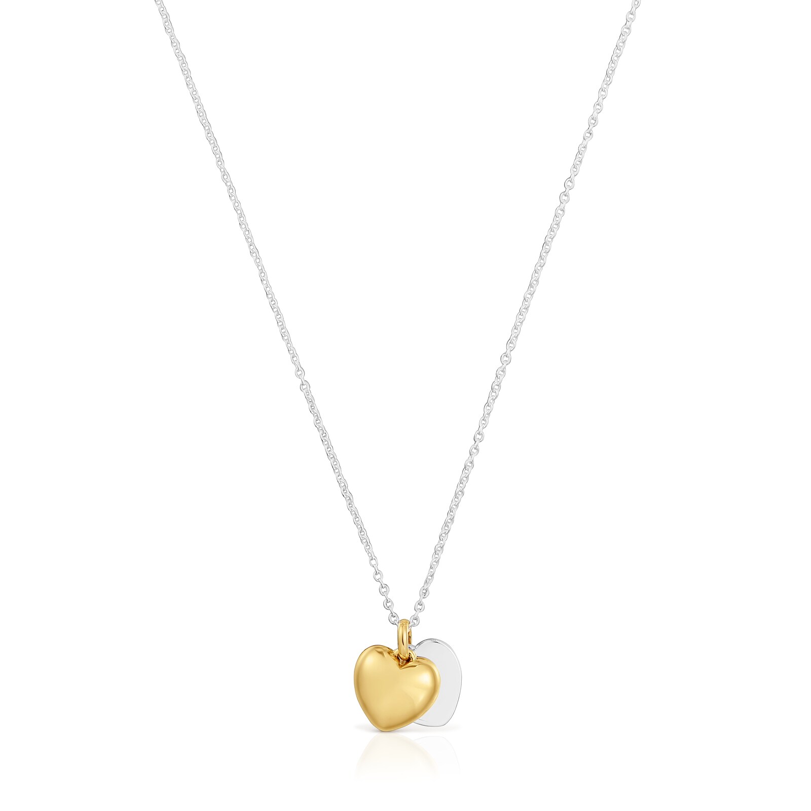 COLLAR FLECHAZO PLATA DOBLE CORAZON BICOLOR - 1