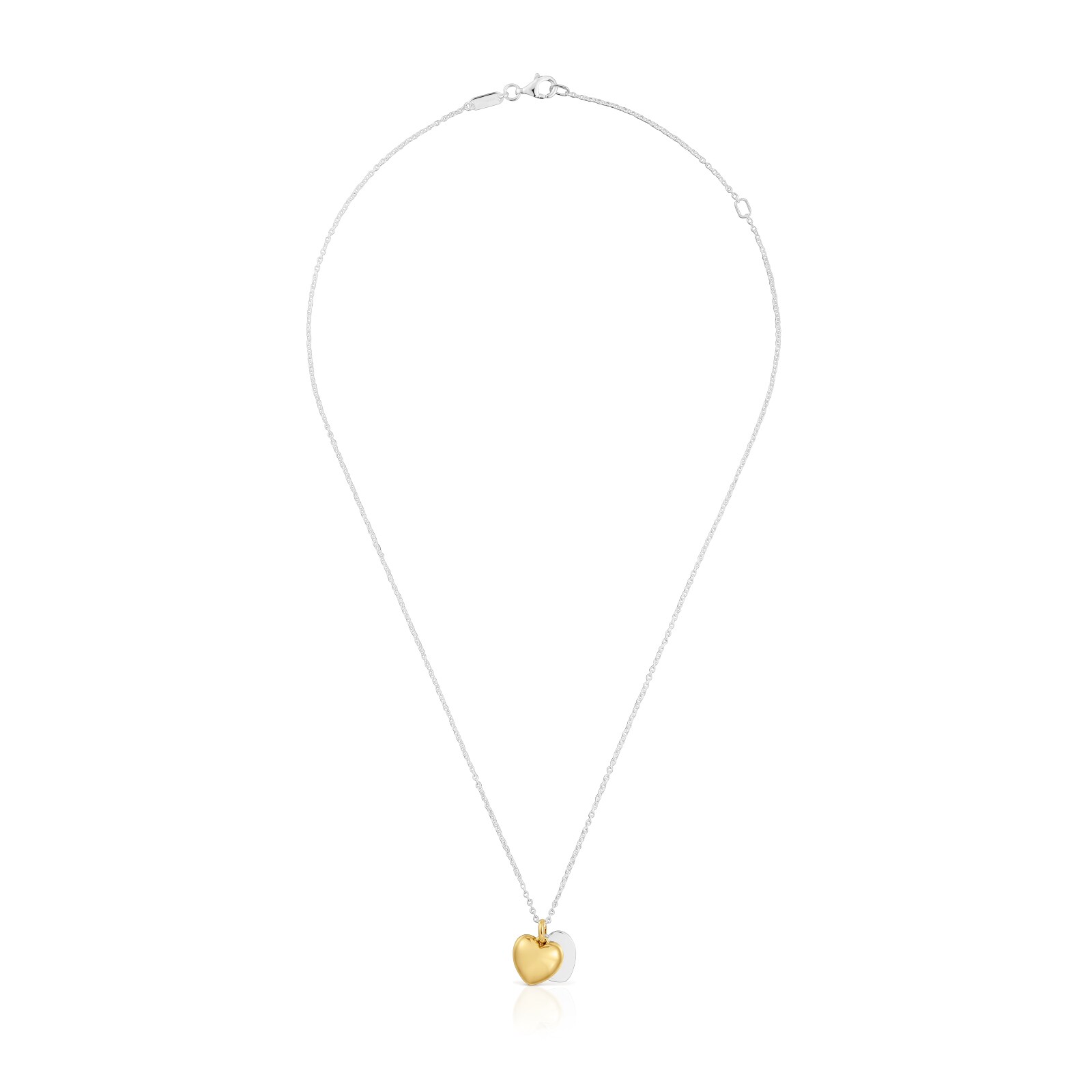 COLLAR FLECHAZO PLATA DOBLE CORAZON BICOLOR - 2
