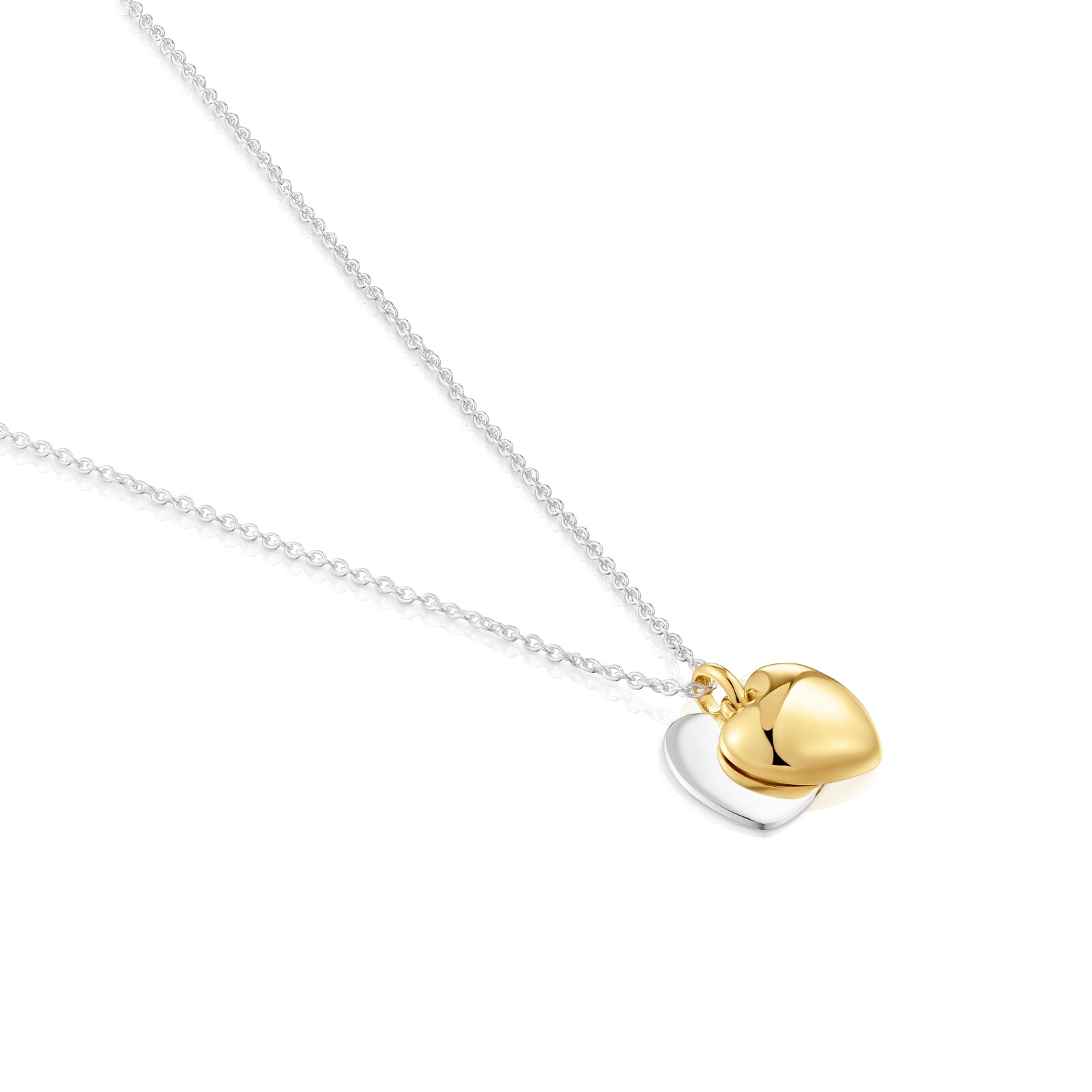 COLLAR FLECHAZO PLATA DOBLE CORAZON BICOLOR - 3