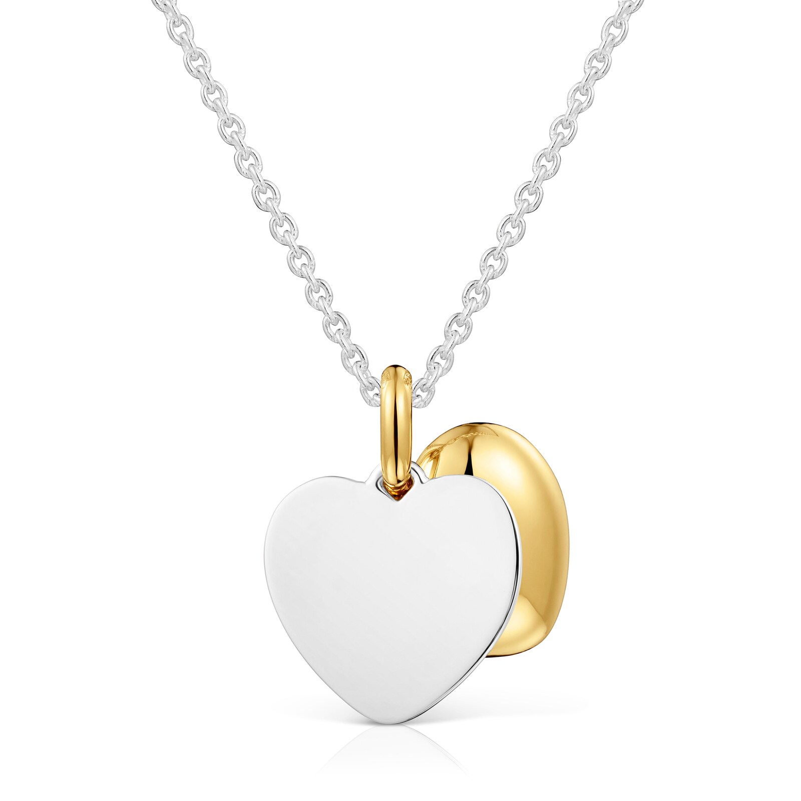 COLLAR FLECHAZO PLATA DOBLE CORAZON BICOLOR - 4