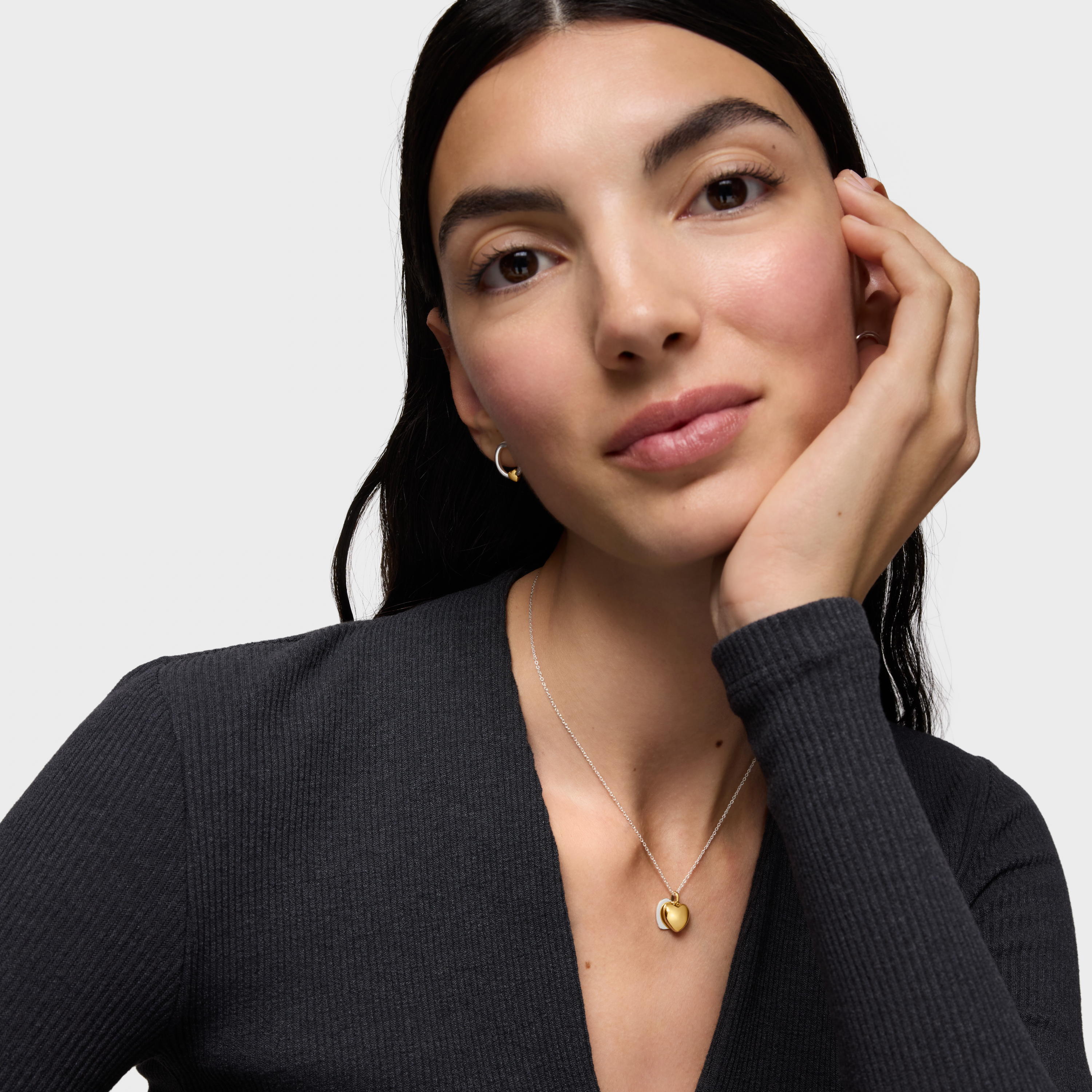 COLLAR FLECHAZO PLATA DOBLE CORAZON BICOLOR - 5