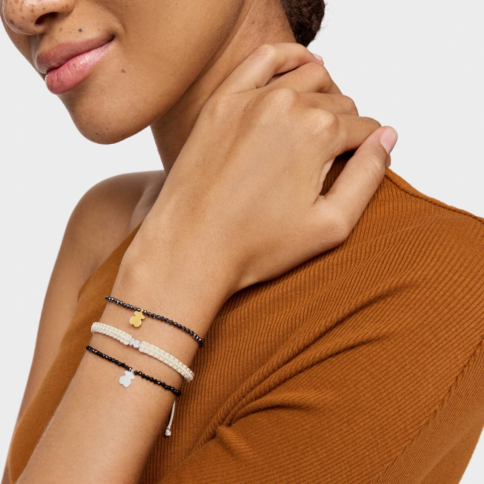 PULSERA HEMATITA PLATA BAÑO OSO TOUS MOTIVOS - 5