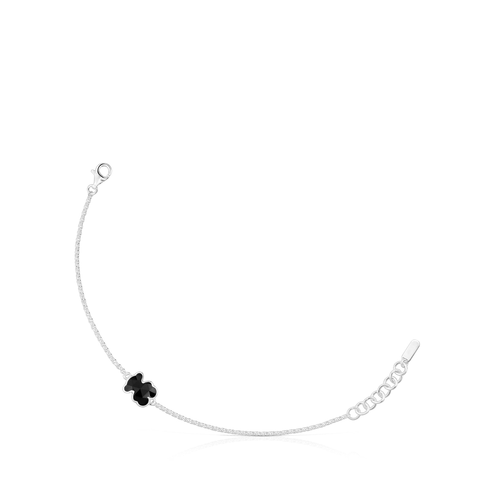 PULSERA CADENA DE PLATA OSO EN ÓNIX - 1