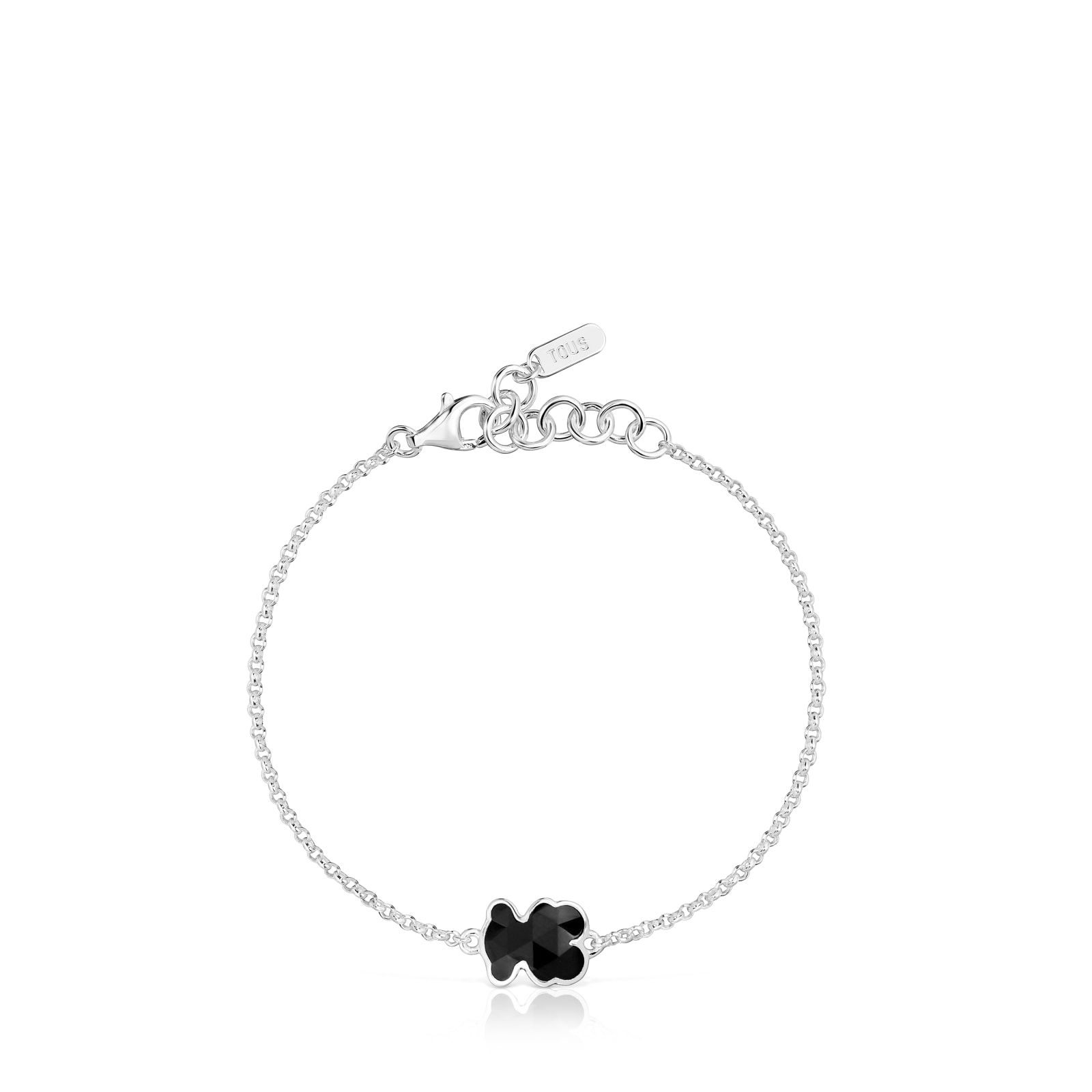 PULSERA CADENA DE PLATA OSO EN ÓNIX - 2