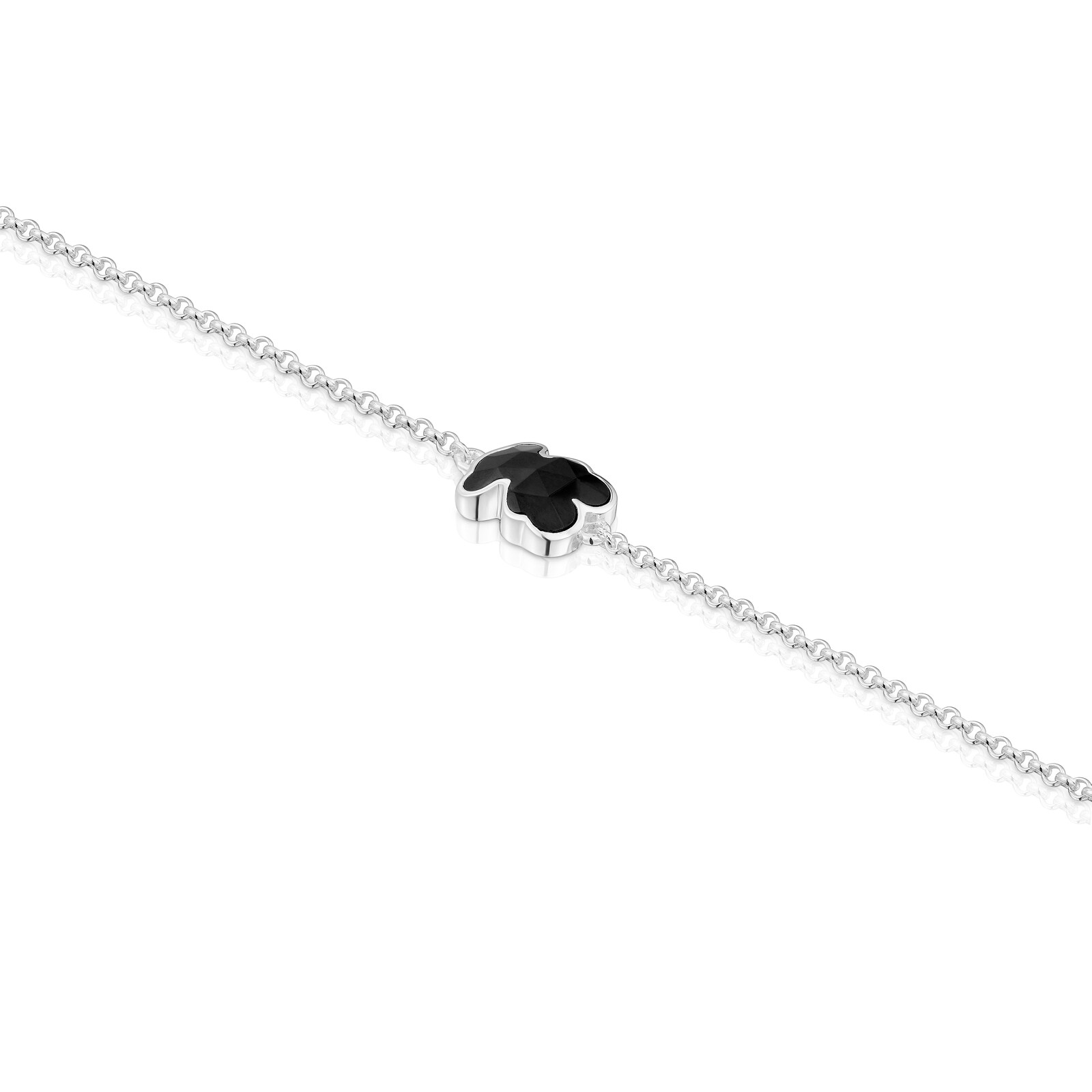 PULSERA CADENA DE PLATA OSO EN ÓNIX - 3