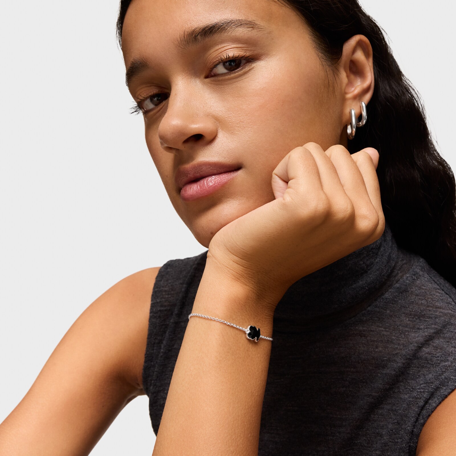 PULSERA CADENA DE PLATA OSO EN ÓNIX - 4