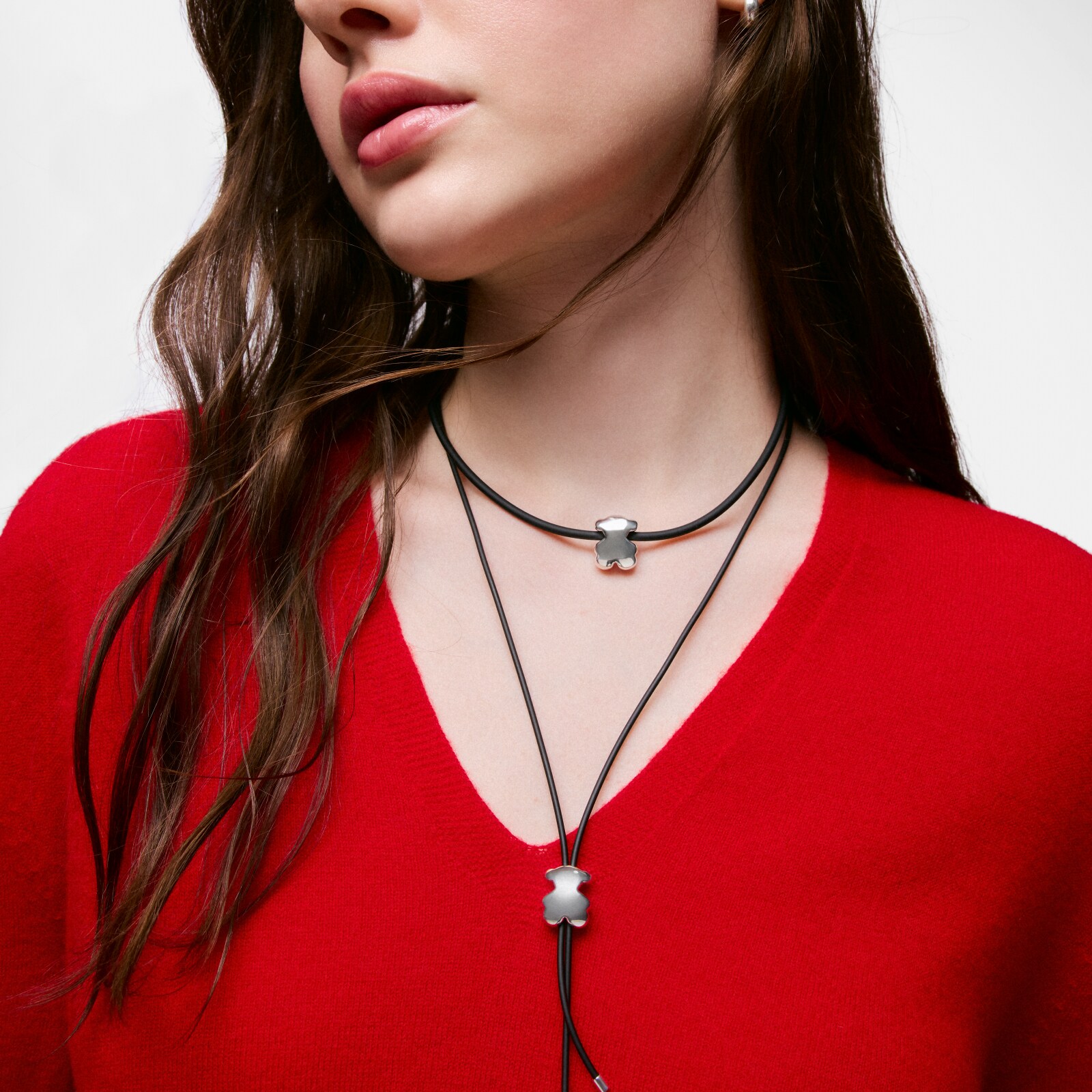 COLLAR PLATA OSO CAUCHO BOLD MOTIF 18MM - 5
