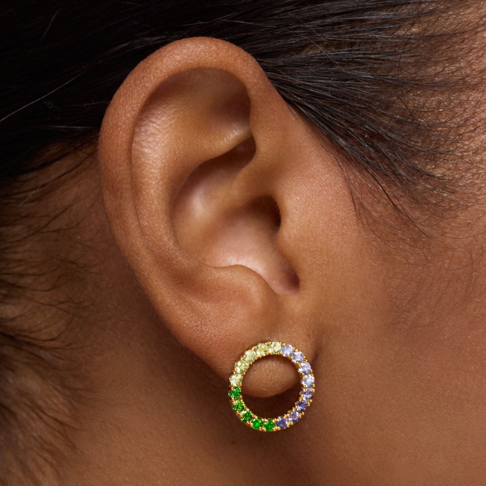ARETES CIRCULO PLATA BAÑO MULTIGEMA - 6