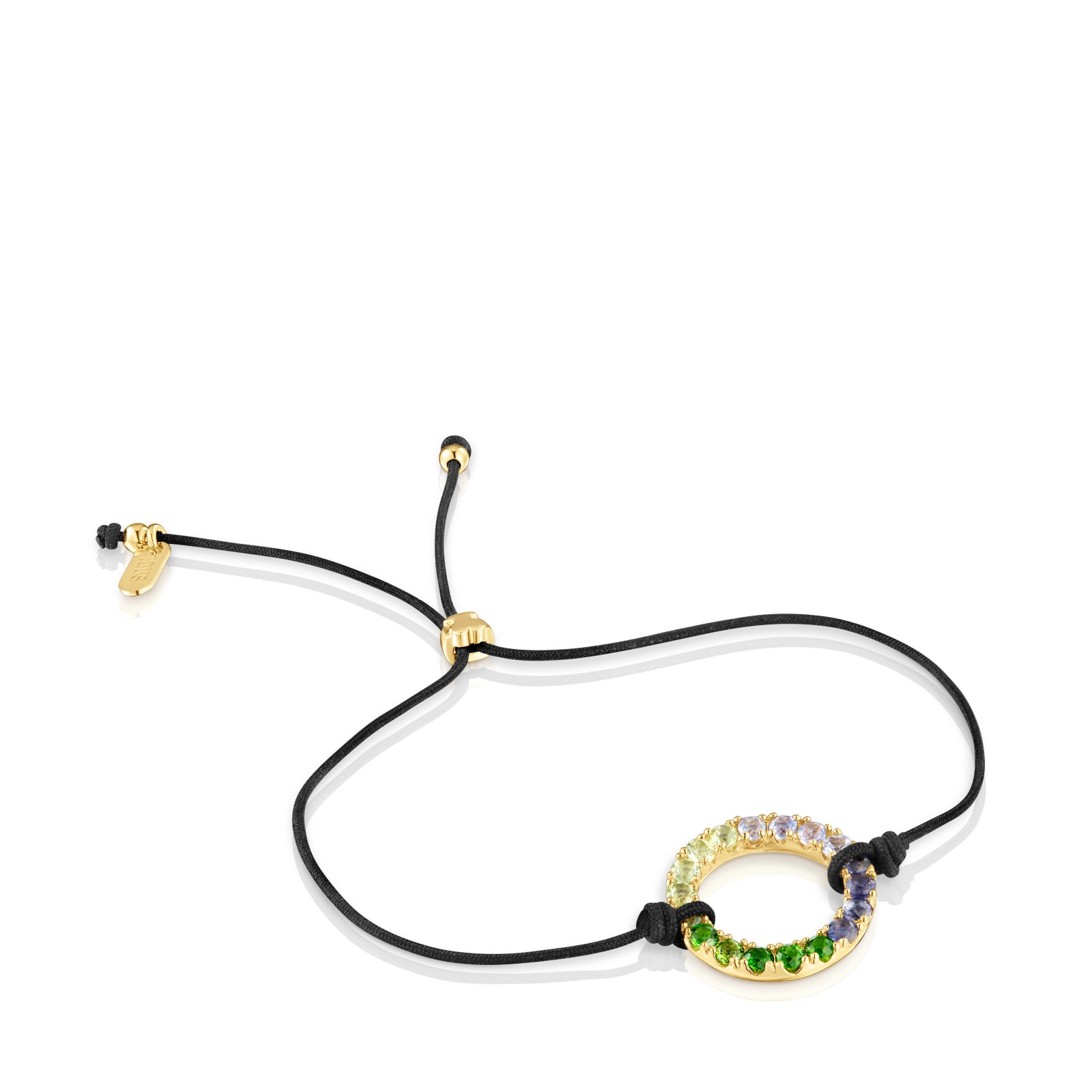PULSERA DE PLATA BAÑO ORO GEMAS NYLON - 1