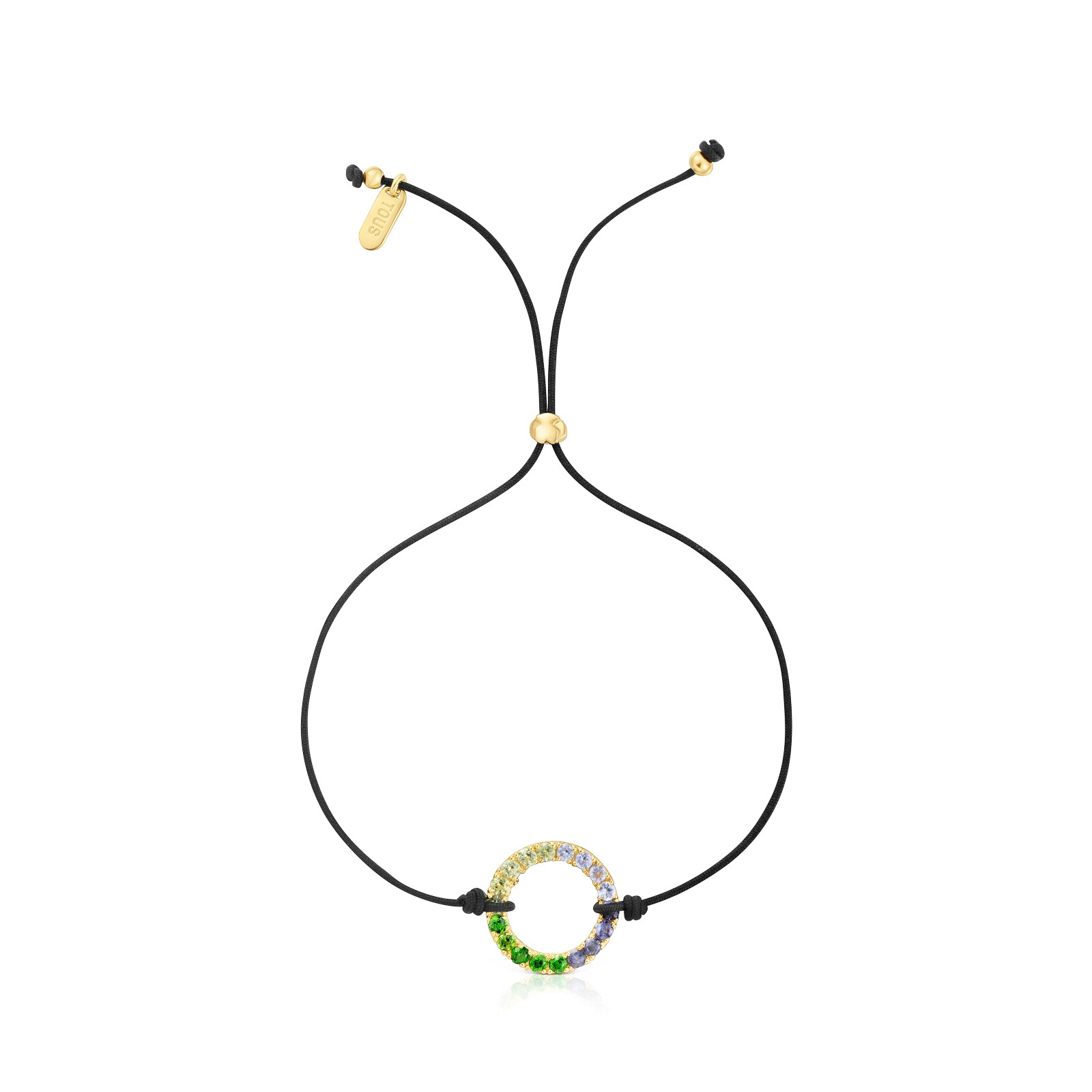 PULSERA DE PLATA BAÑO ORO GEMAS NYLON - 2