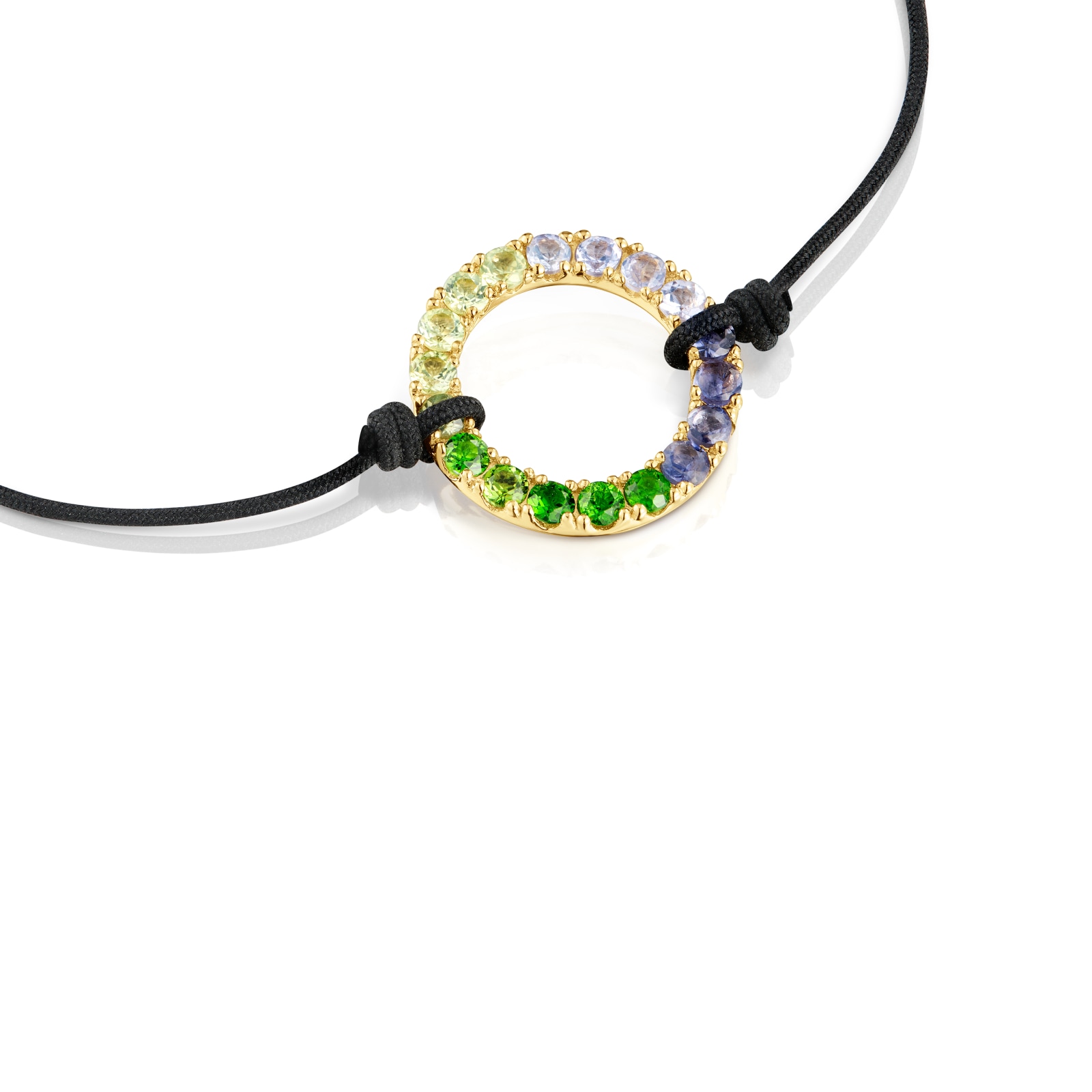 PULSERA DE PLATA BAÑO ORO GEMAS NYLON - 3