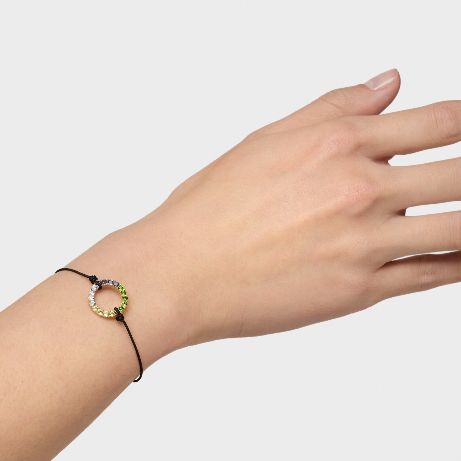 PULSERA DE PLATA BAÑO ORO GEMAS NYLON - 6