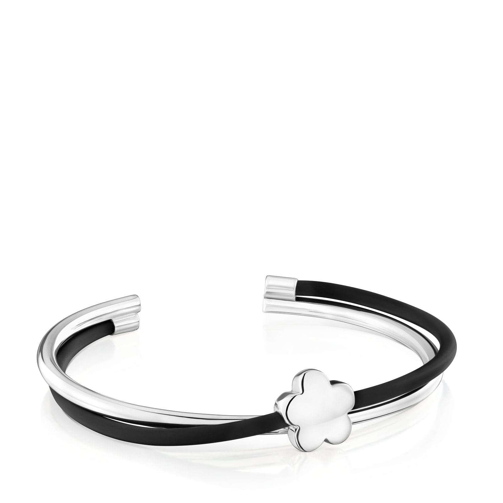 PULSERA ESCLAVA PLATA FLOR CAUCHO BOLD MOTIF - 1