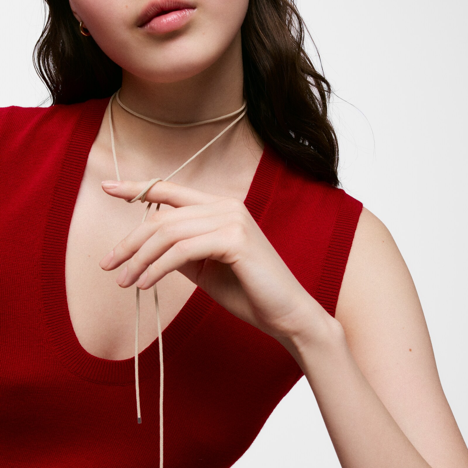 COLLAR LARGO DE PLATA TOUS BASICS BEIGE - 1