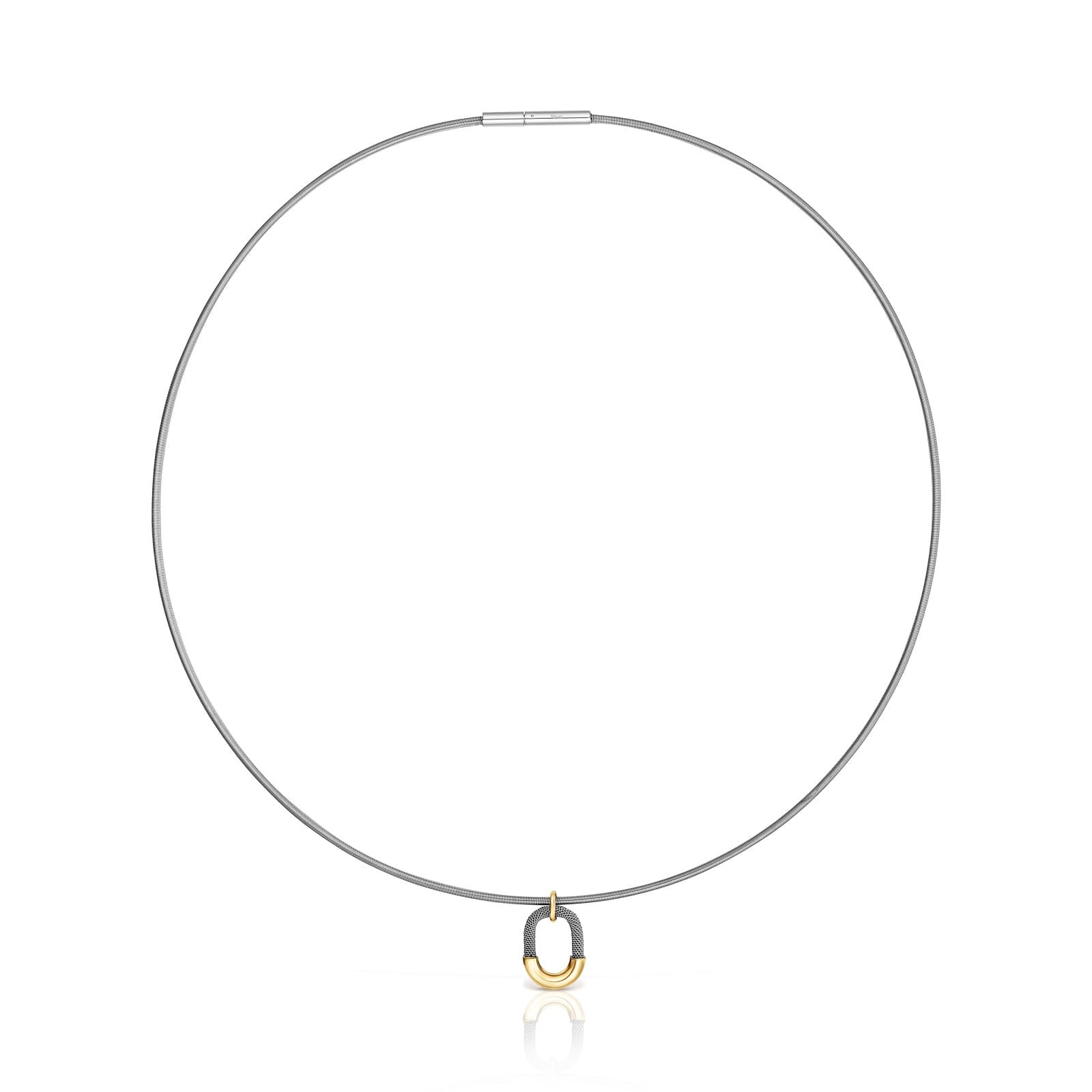 COLLAR MALLA TOUS UNLOCK TUBE DE ACERO Y ORO 14 KT - 1