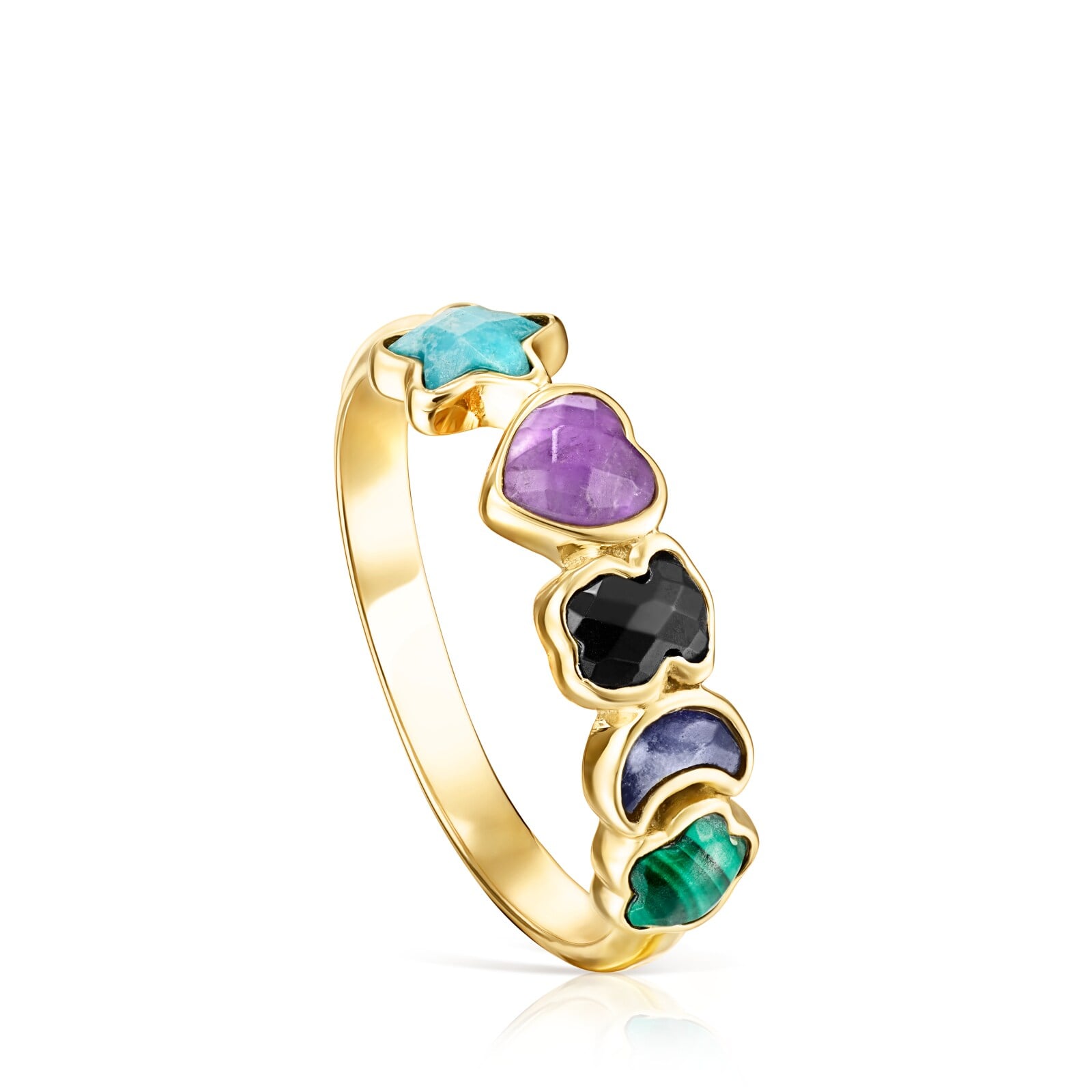 ANILLO GLORY TOUS 1ERA LEY DE PLATA VERMEIL CON GEMAS - 1