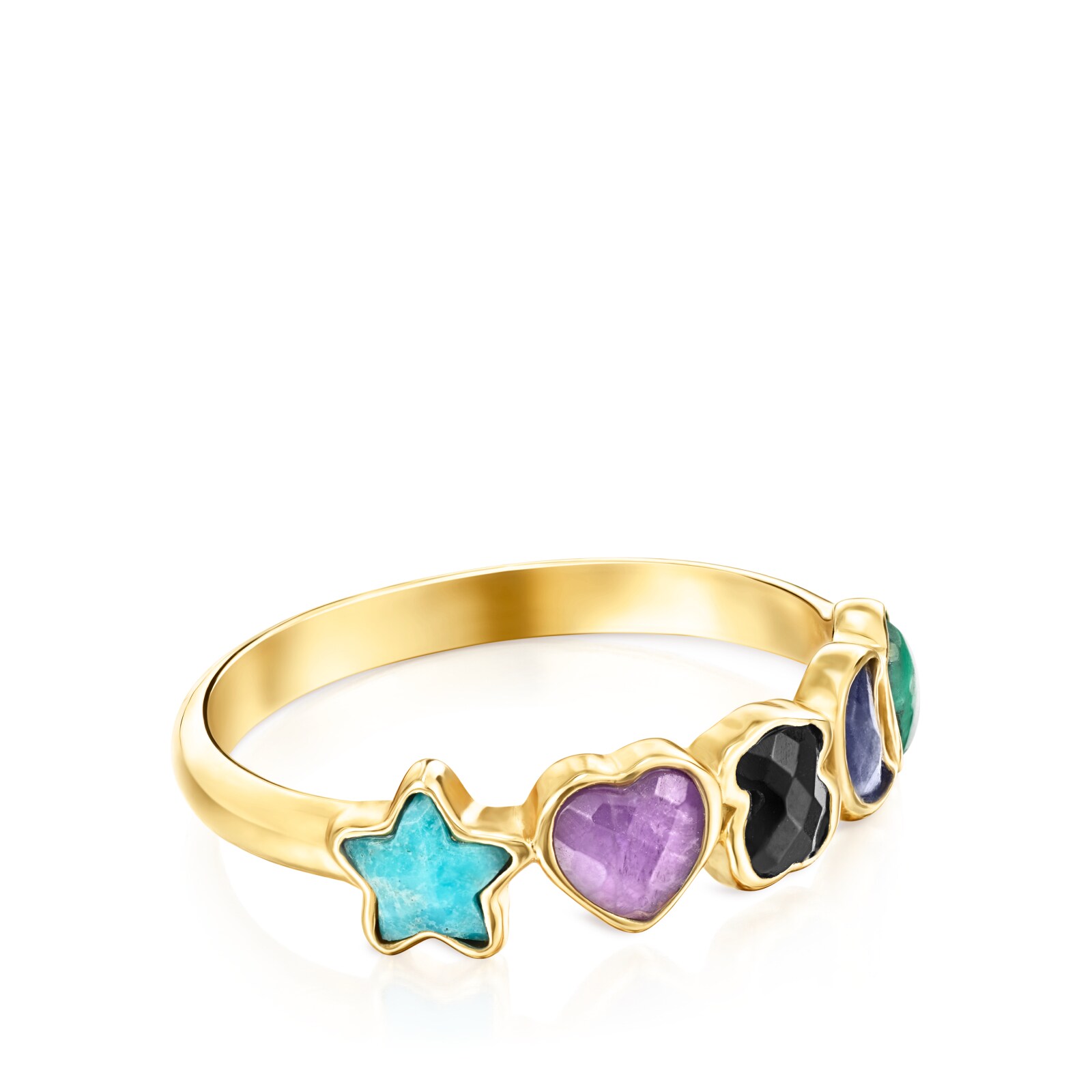 ANILLO GLORY TOUS 1ERA LEY DE PLATA VERMEIL CON GEMAS - 2