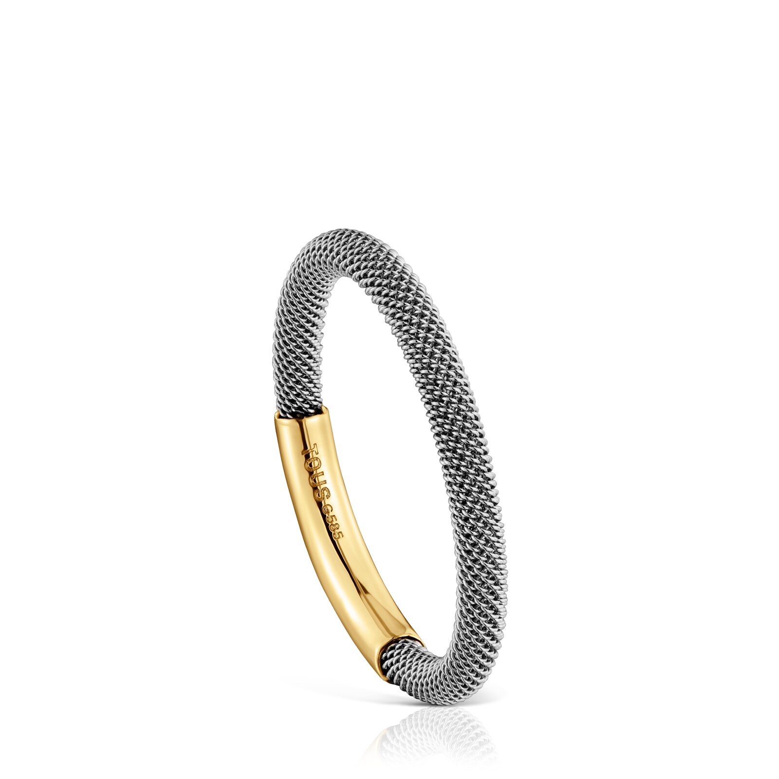 ANILLO MALLA TOUS UNLOCK DE ACERO Y ORO 14 KT - 1