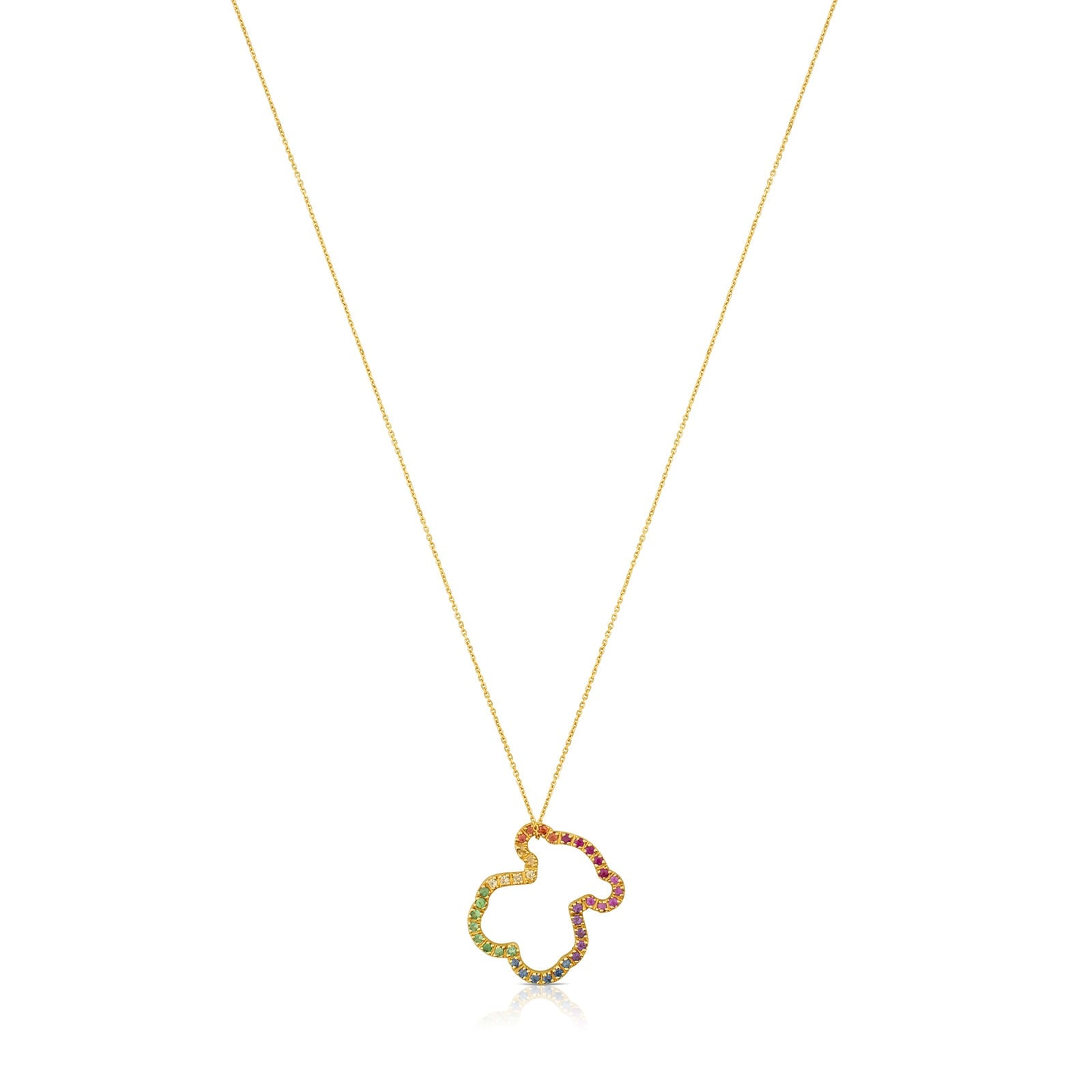 COLLAR MEIDANO OSO 1ERA LEY DE ORO GEMAS MULTICOLOR - 1