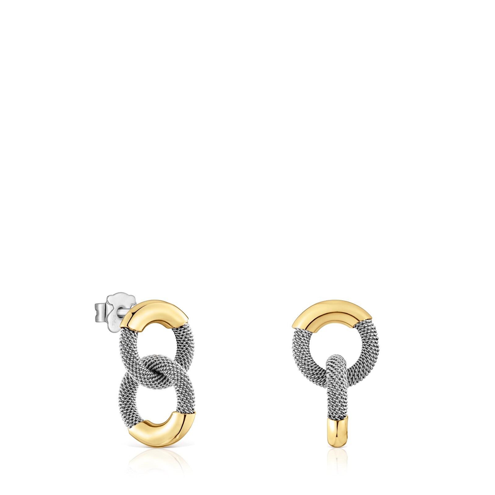 ARETES CORTOS TOUS UNLOCK DE ACERO Y ORO 14 KT - 1