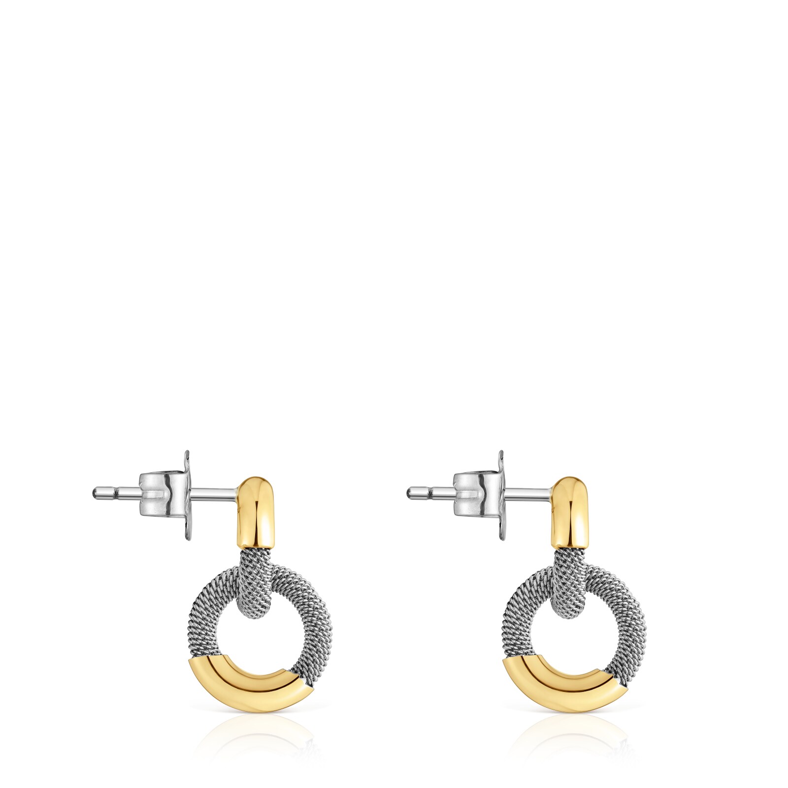 ARETES CORTOS TOUS UNLOCK DE ACERO Y ORO 14 KT - 2