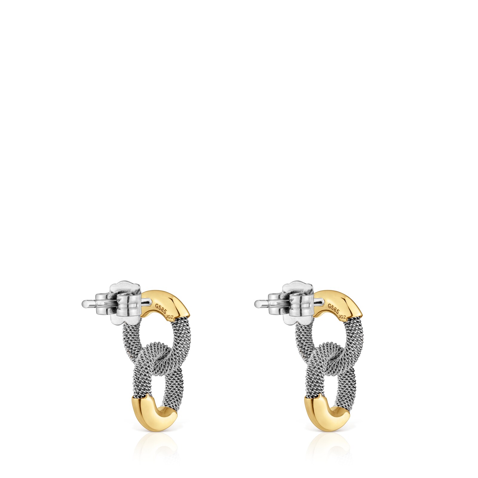 ARETES CORTOS TOUS UNLOCK DE ACERO Y ORO 14 KT - 3