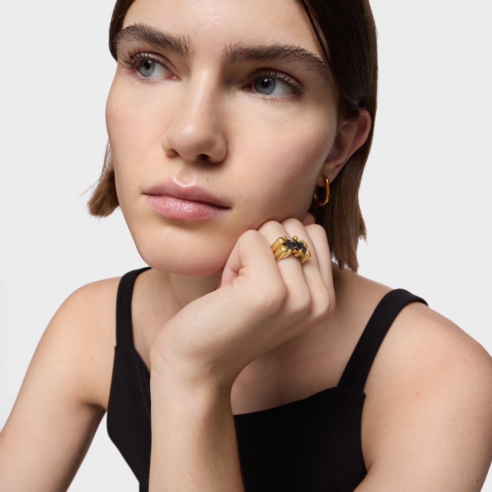 ANILLO MEDIANO OSO CON BAÑO DE ORO 18 KT SOBRE PLATA - 1