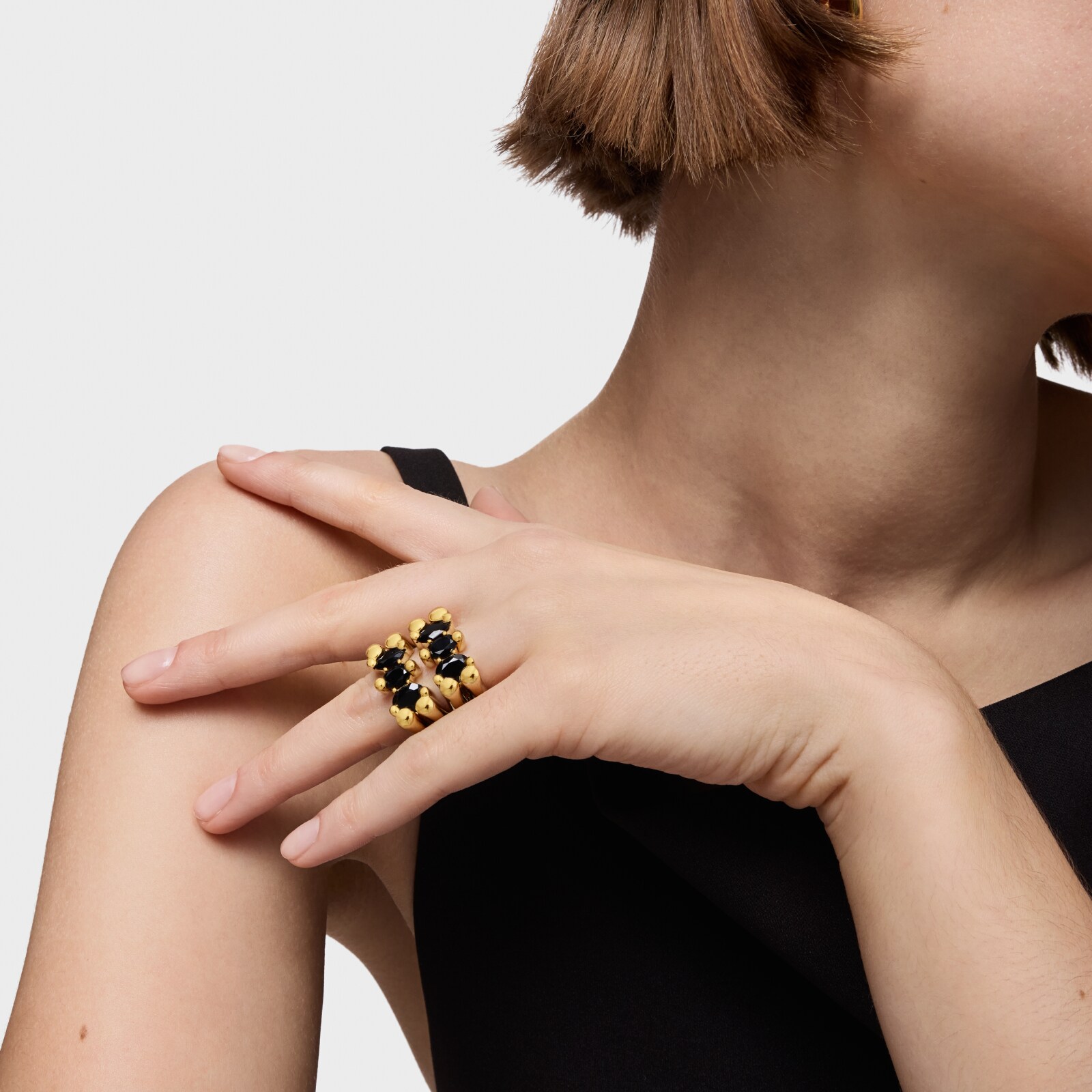 ANILLO MEDIANO OSO CON BAÑO DE ORO 18 KT SOBRE PLATA - 2