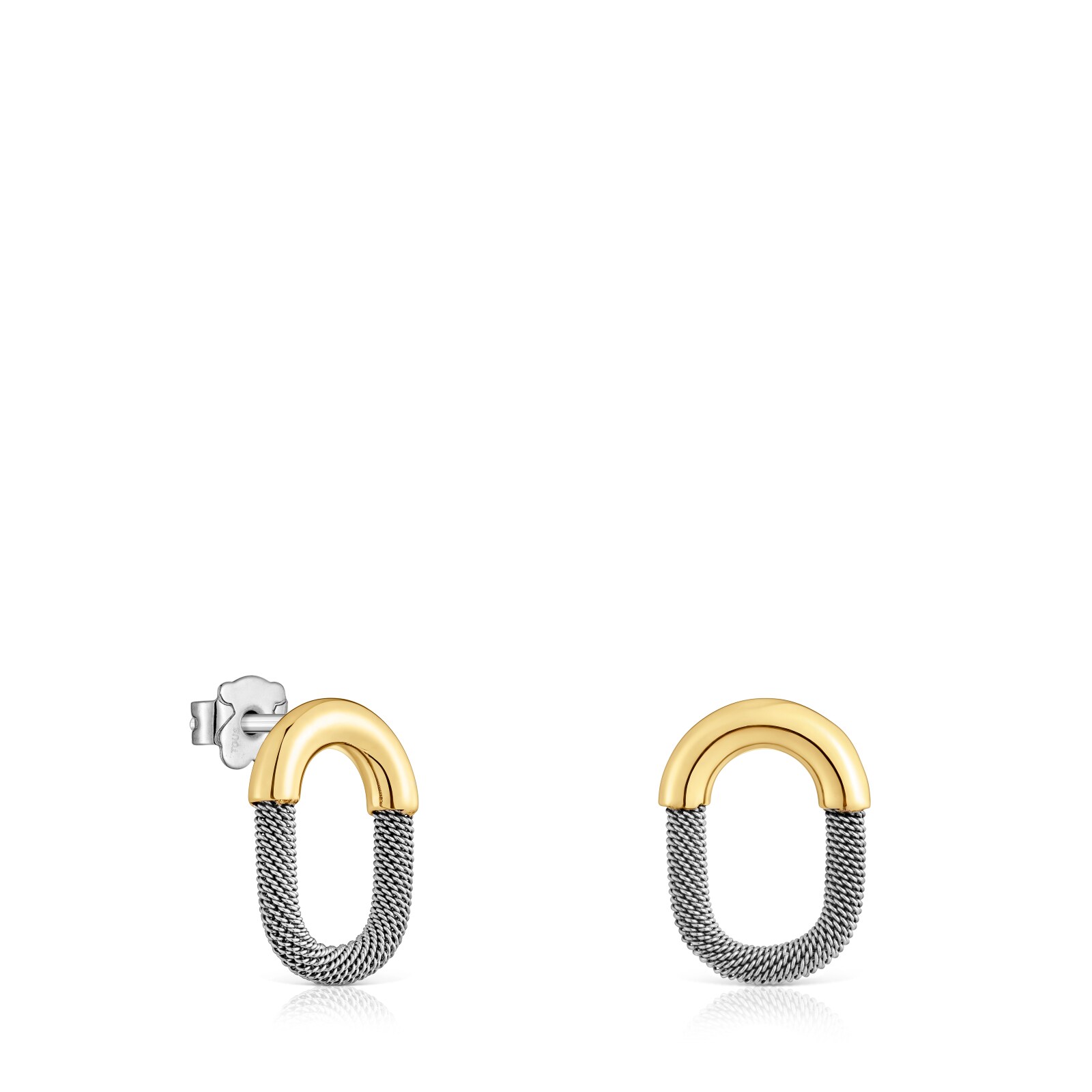 ARETES TOUS MALLA UNLOCK DE ACERO Y ORO 14 KT - 1