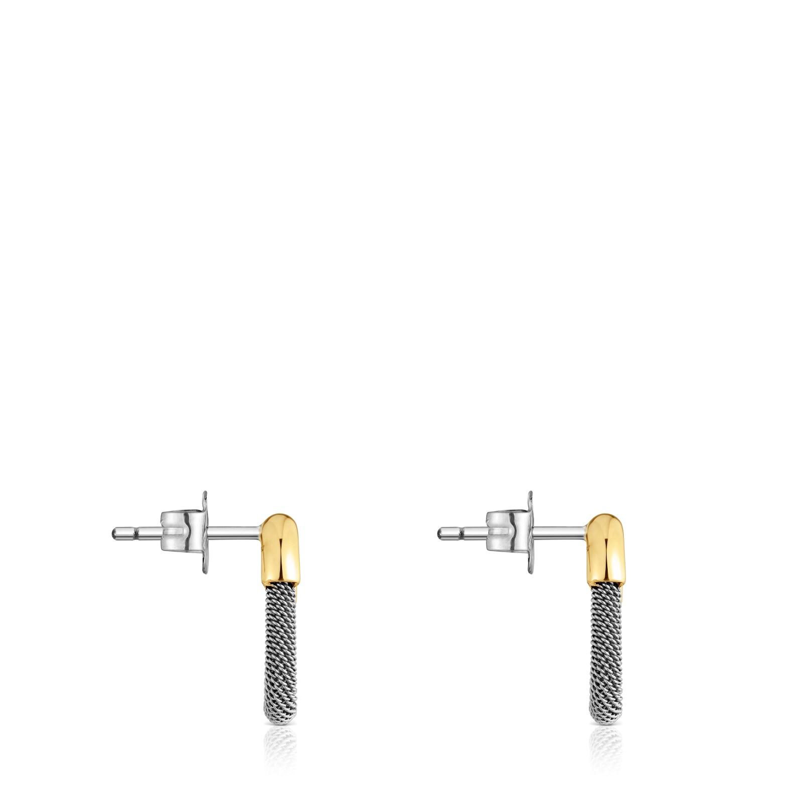 ARETES TOUS MALLA UNLOCK DE ACERO Y ORO 14 KT - 2