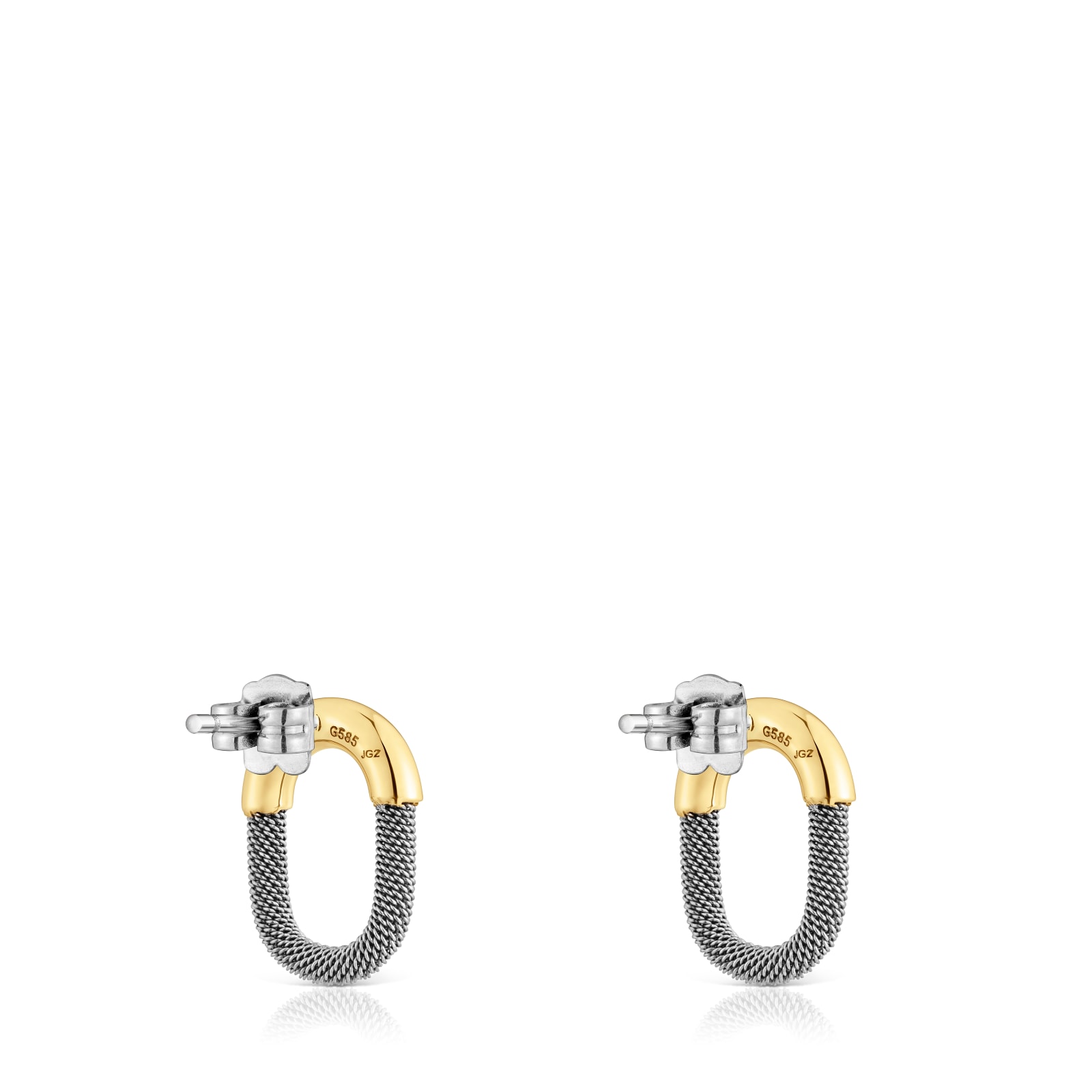 ARETES TOUS MALLA UNLOCK DE ACERO Y ORO 14 KT - 3