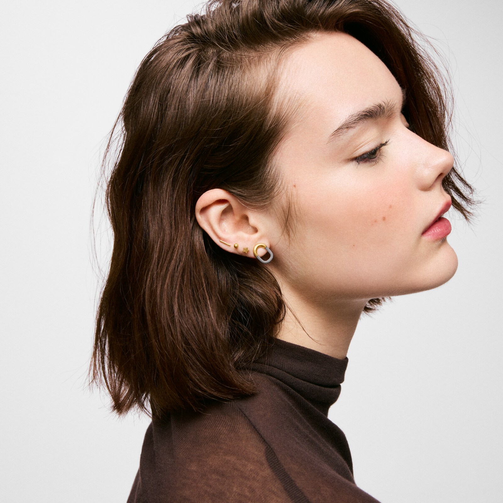 ARETES TOUS MALLA UNLOCK DE ACERO Y ORO 14 KT - 4