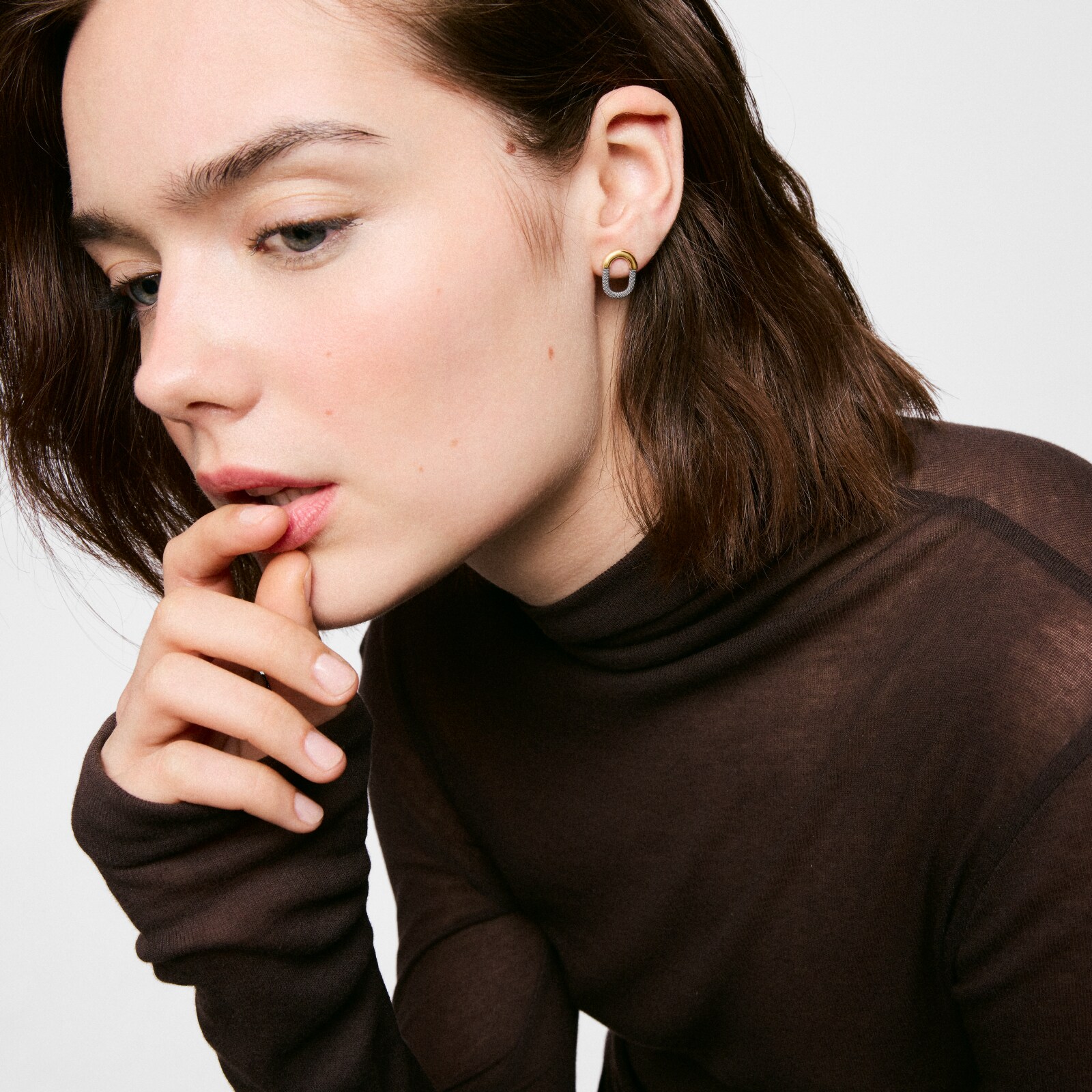 ARETES TOUS MALLA UNLOCK DE ACERO Y ORO 14 KT - 5
