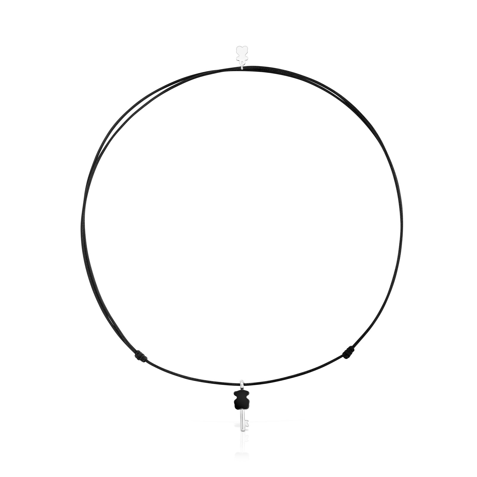 COLLAR NYLON TOUS UNLOCK CORNALINA DE PLATA NEGRO - 1