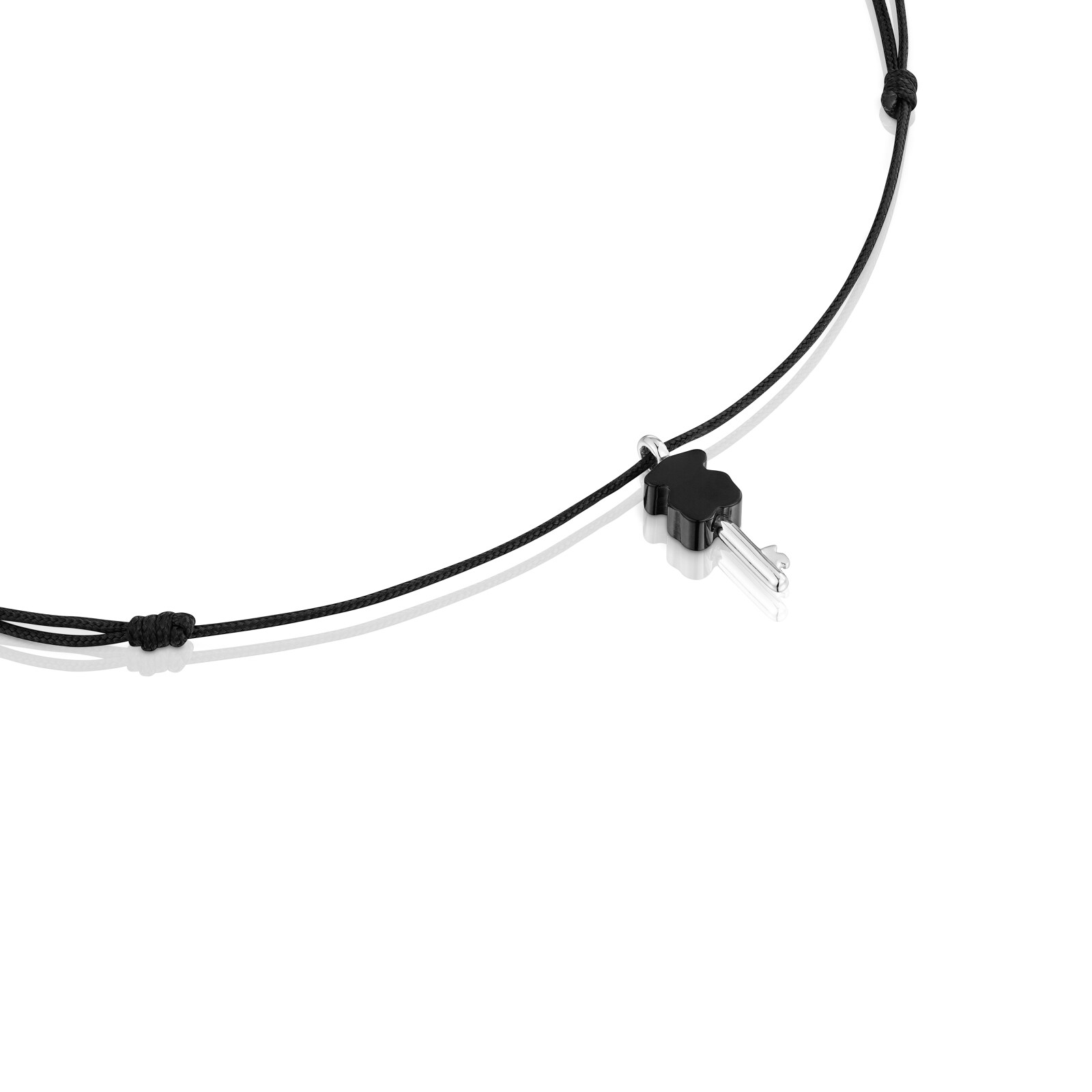 COLLAR NYLON TOUS UNLOCK CORNALINA DE PLATA NEGRO - 2