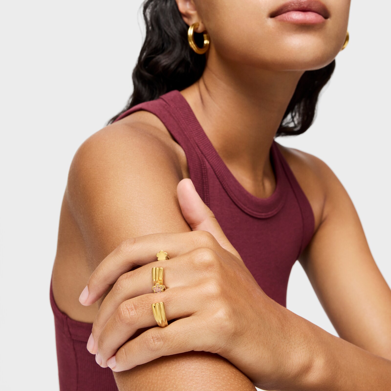 ANILLO ABIERTO TOUS 1950 CON BAÑO DE ORO 18 KT PLATA - 5