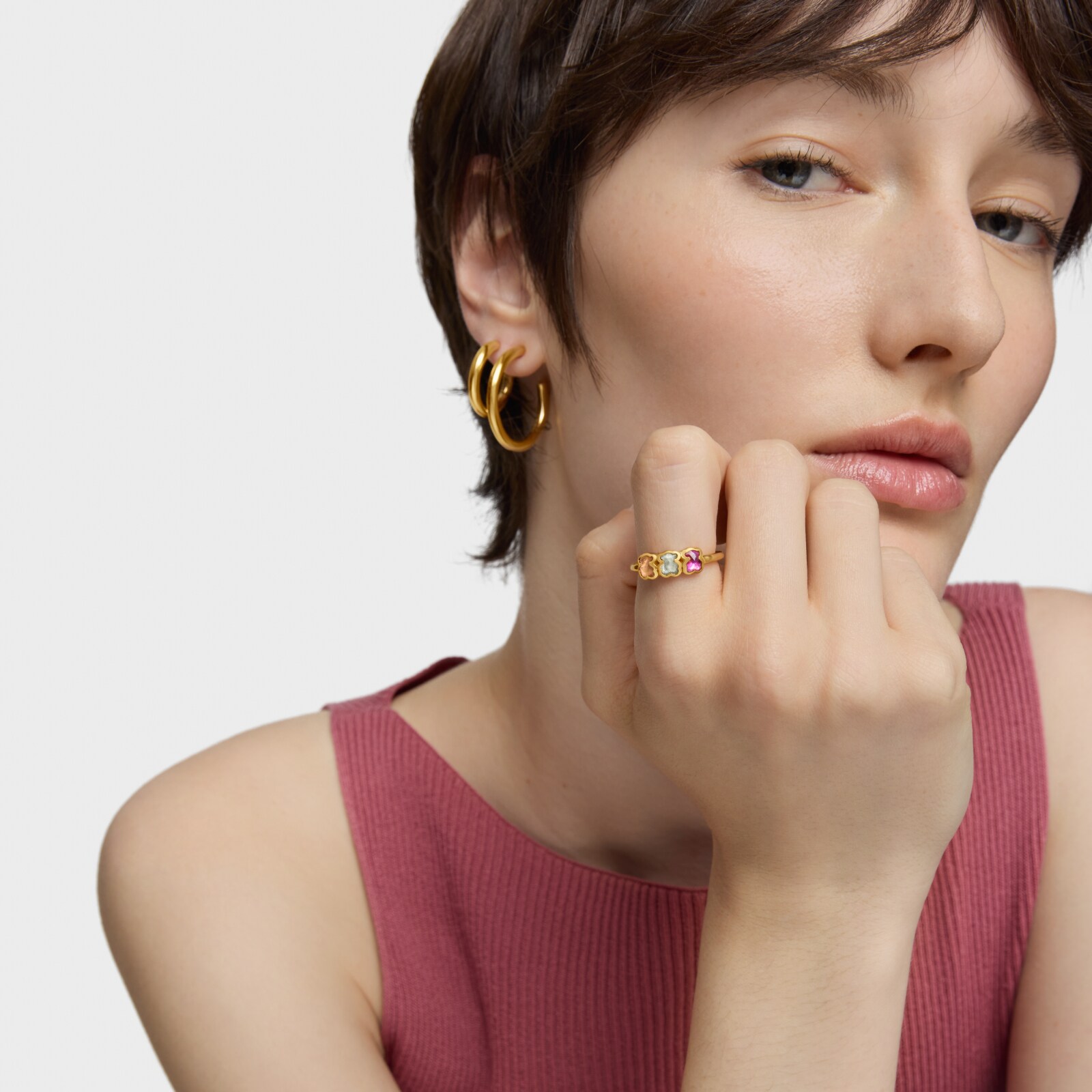 ANILLO TOUS LIO LGD CON BAÑO DE ORO 18 KT MULTIGEMA - 4