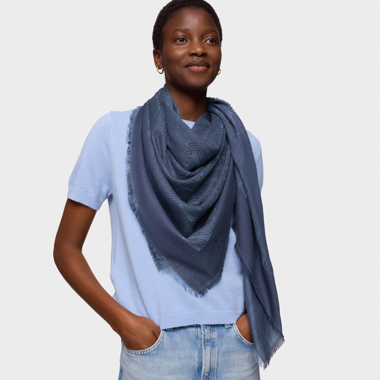 PAÑUELO TOUS SILHOUETTE JACQUARD AZUL MARINO - 3