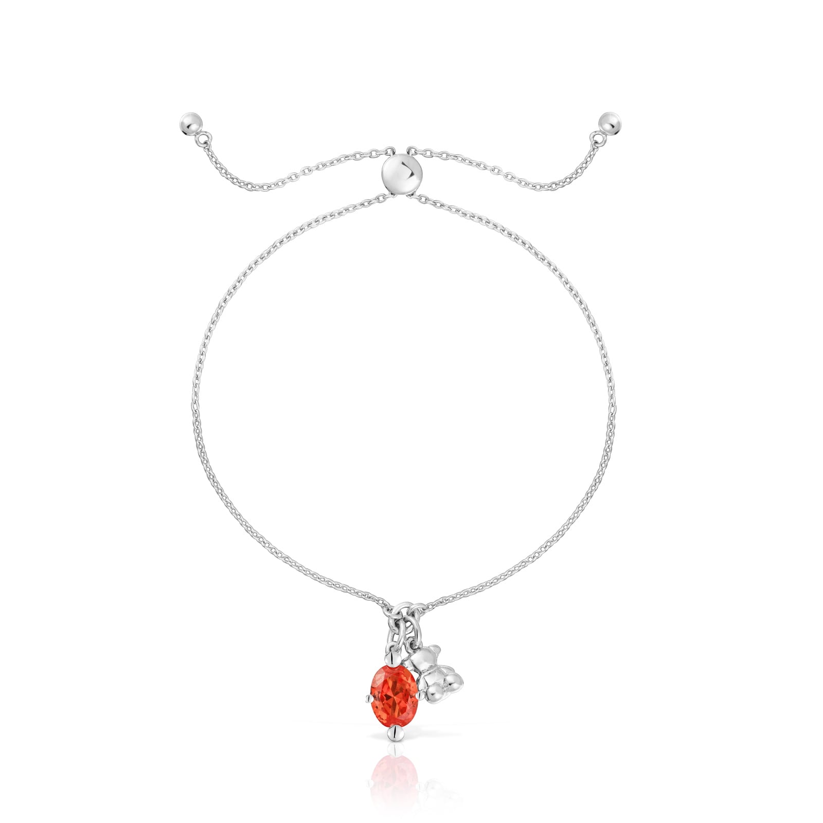 PULSERA CADENA MOTIVO OSO DE PLATA Y ZAFIRO NARANJA - 2