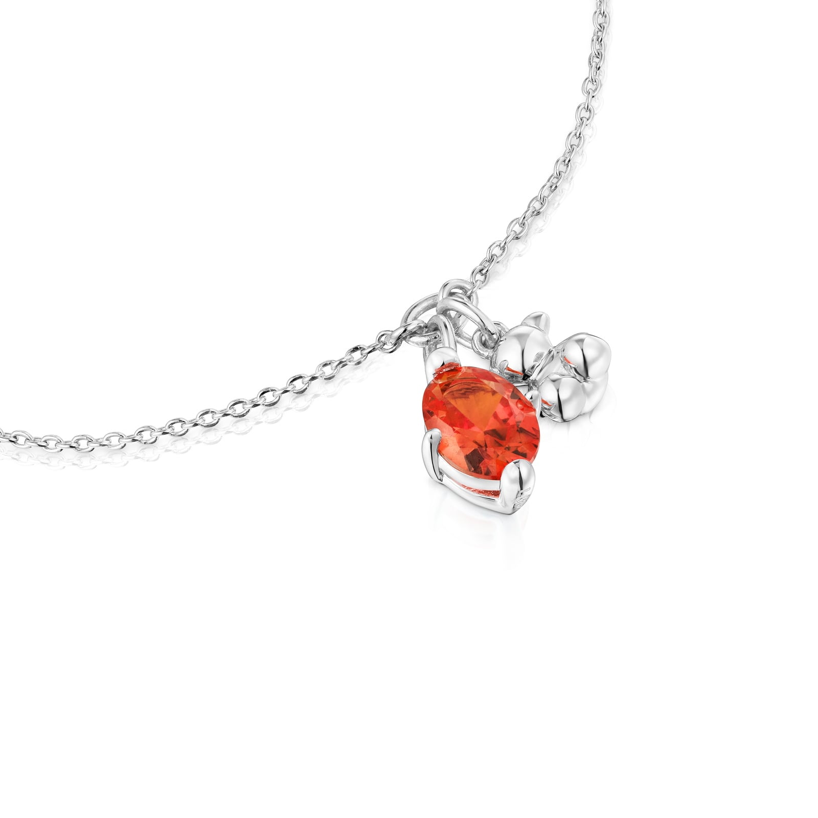 PULSERA CADENA MOTIVO OSO DE PLATA Y ZAFIRO NARANJA - 3