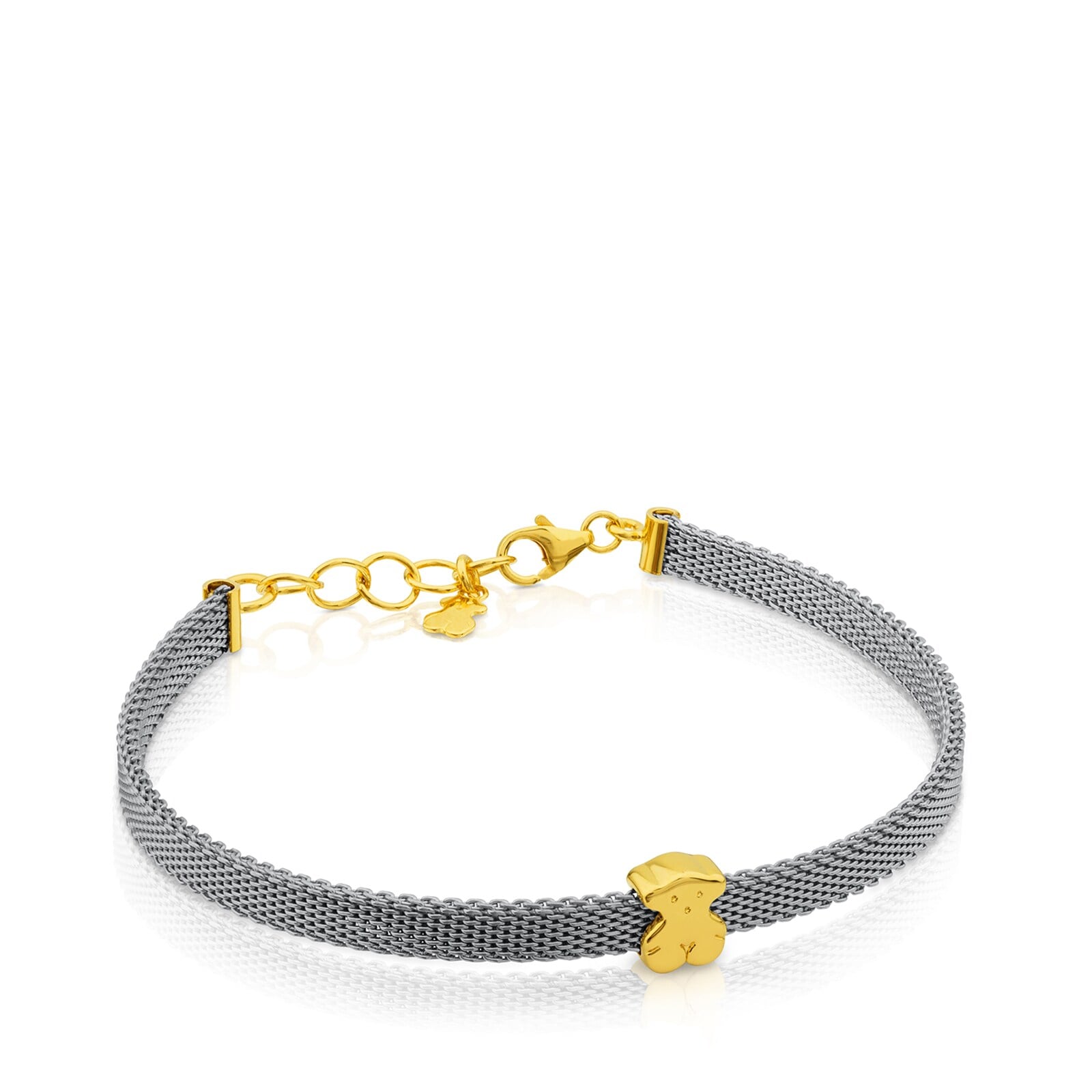 PULSERA DE ACERO Y ORO MOTIVO OSO 0,6CM ICON MESH - 1