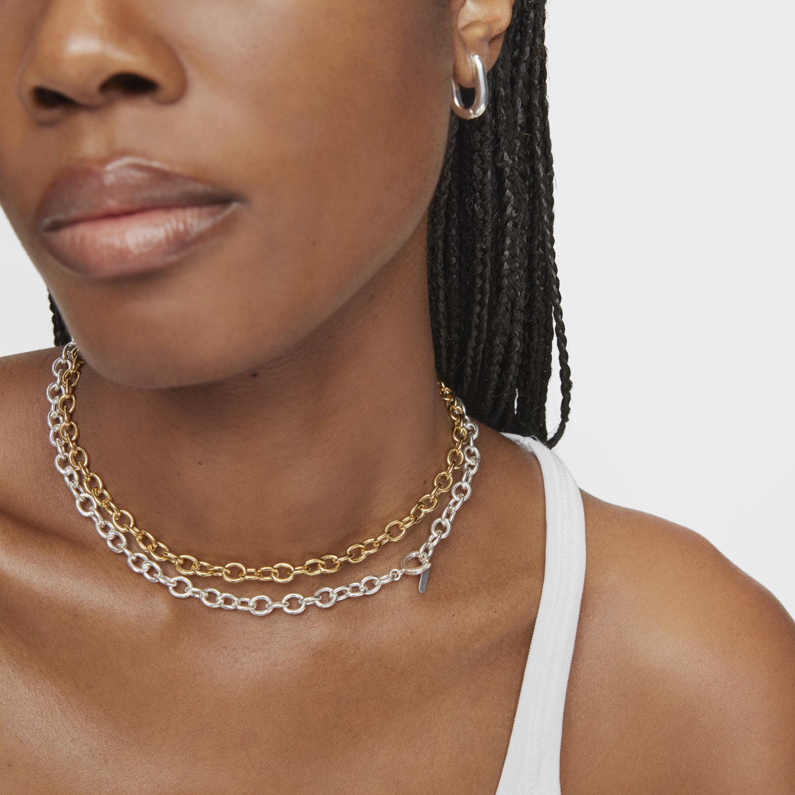 COLLAR CORTO DE PLATA 42 CM BASIC - 5
