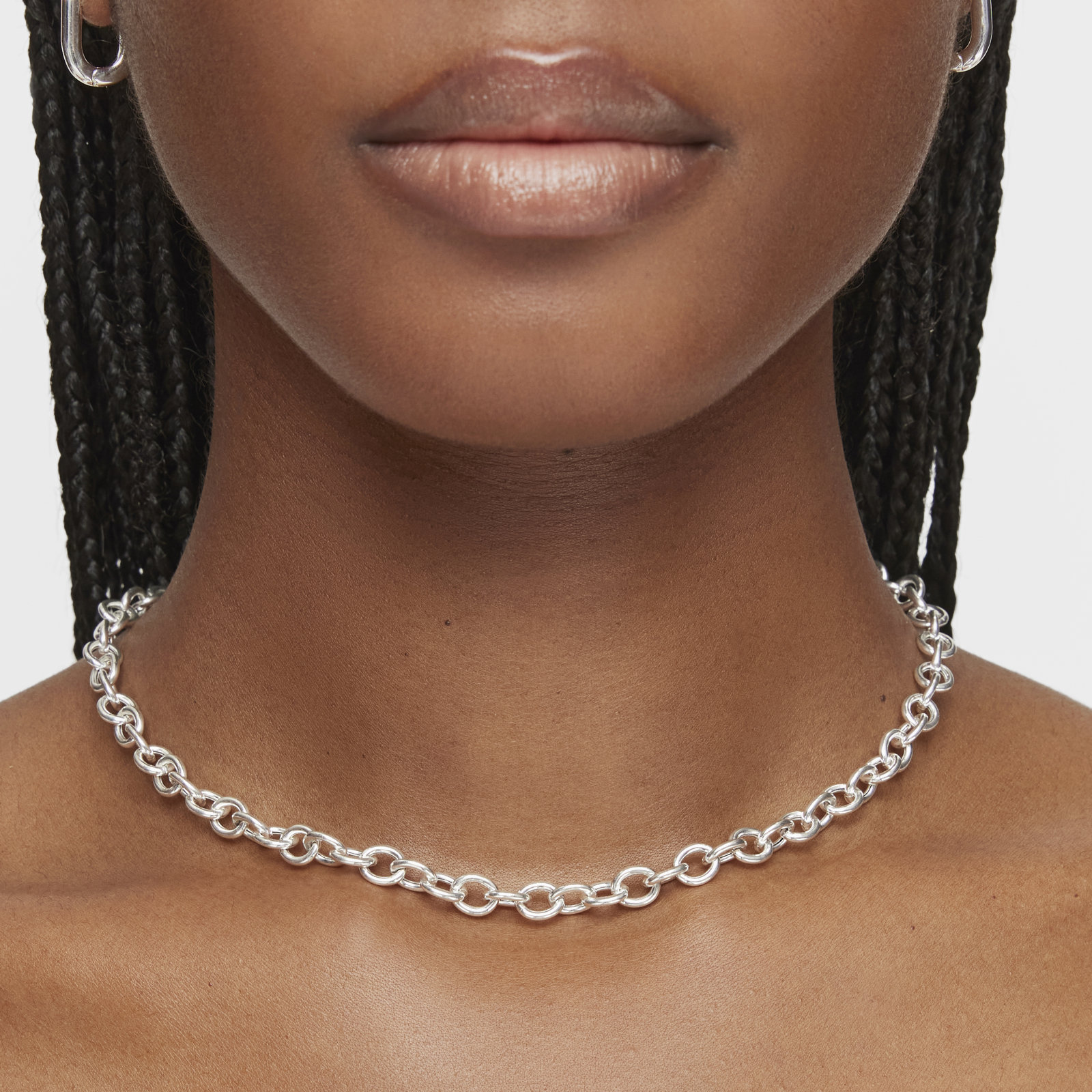 COLLAR CORTO DE PLATA 42 CM BASIC - 6